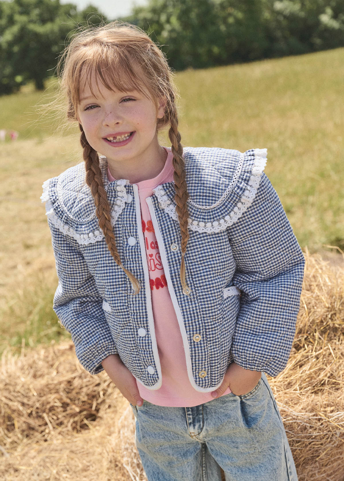 Lottie Quilted Lace Trim Collar Jacket