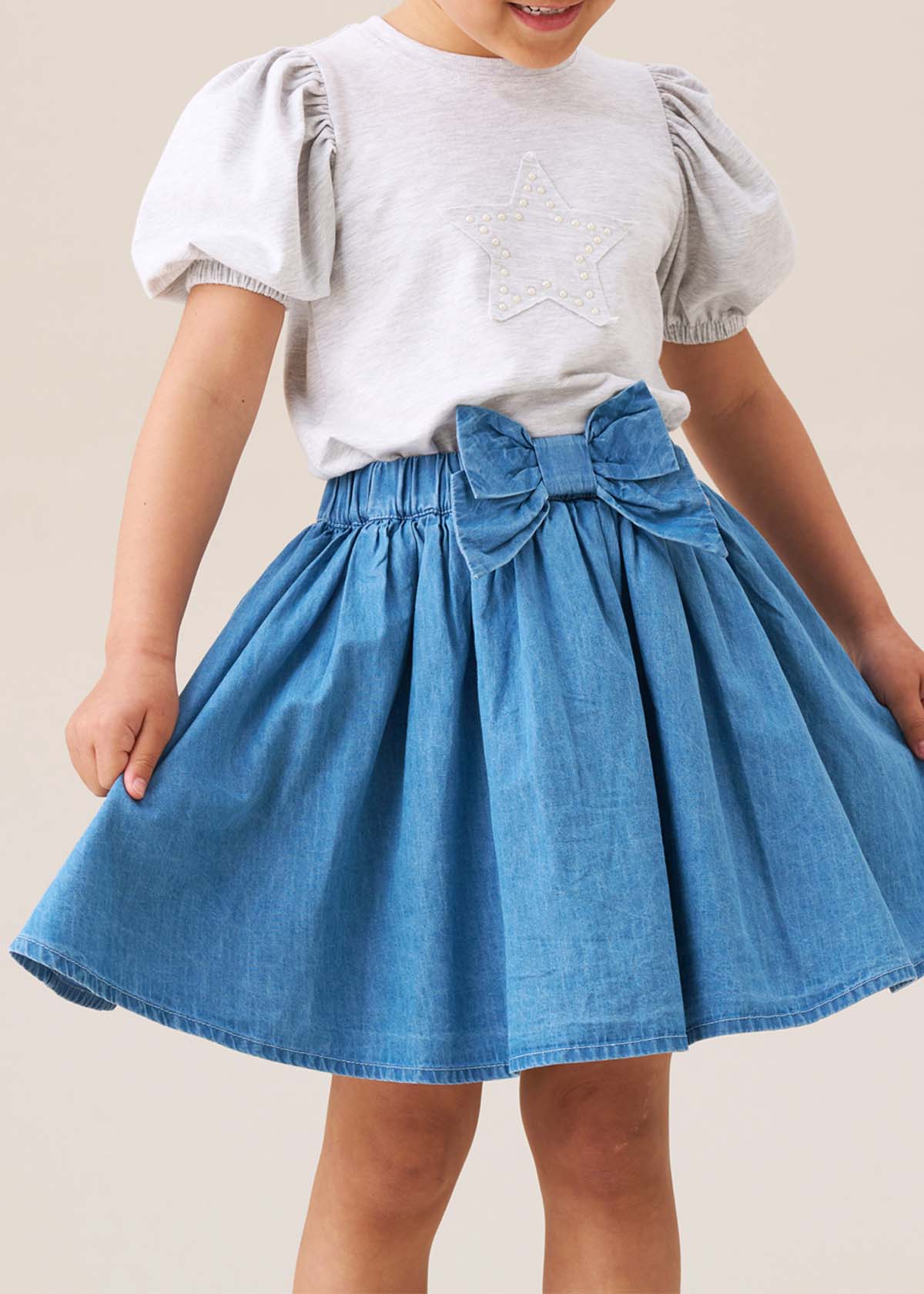 mid length girls denim skirt