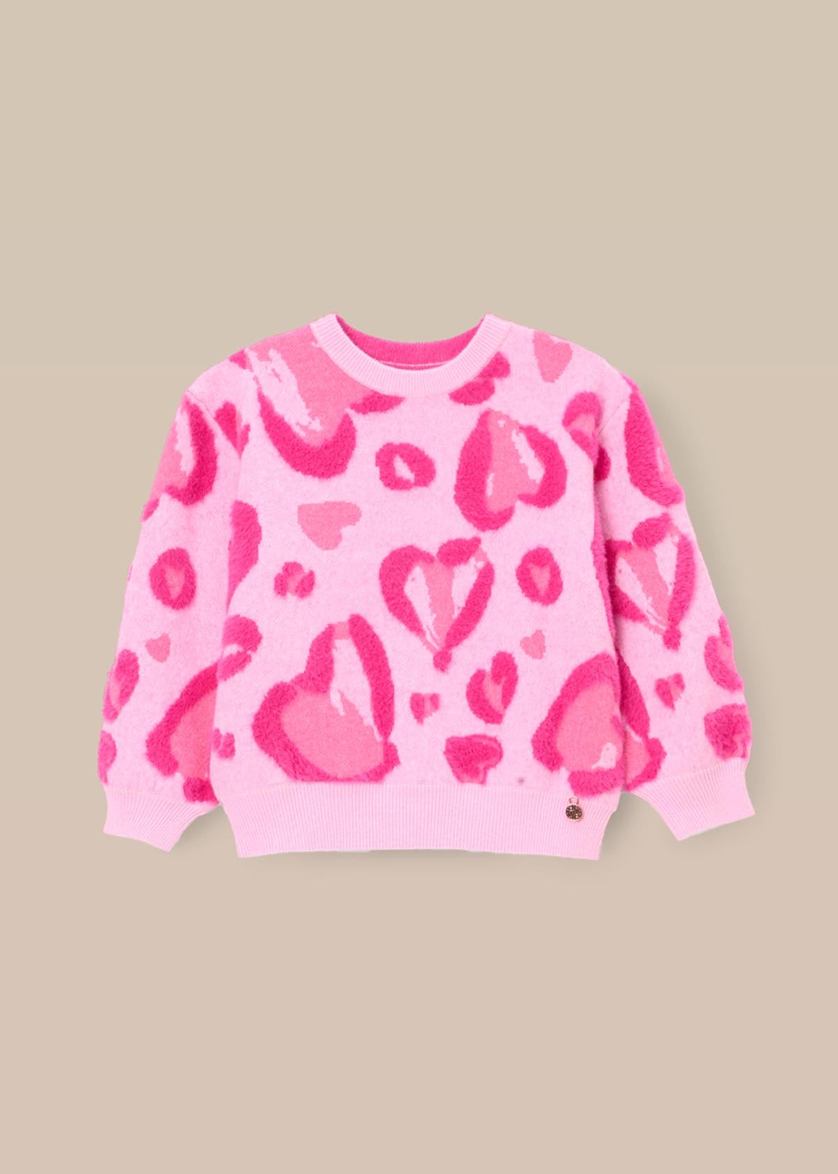 Reya Leopard Heart Eyelash Jumper