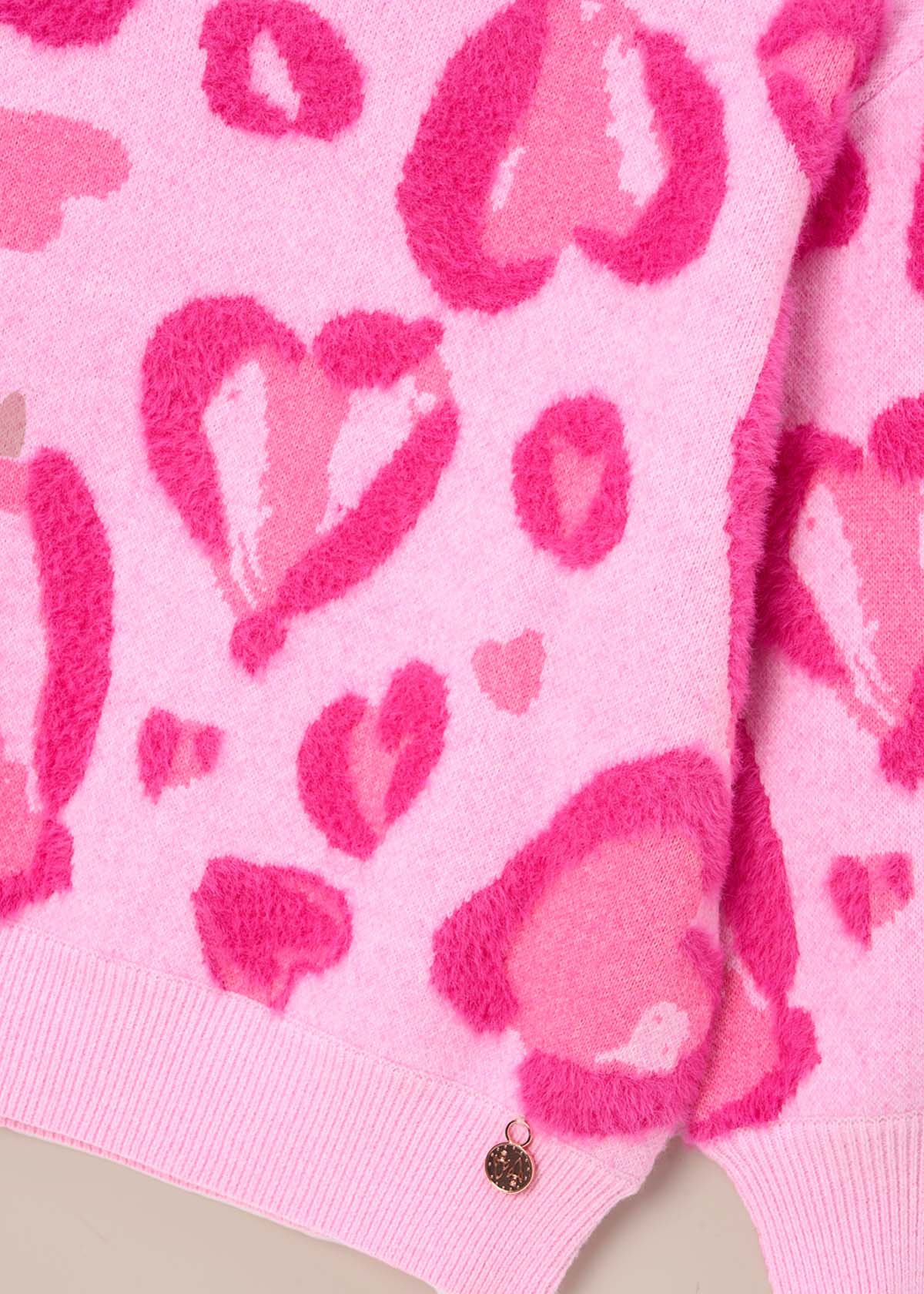 Reya Leopard Heart Eyelash Jumper