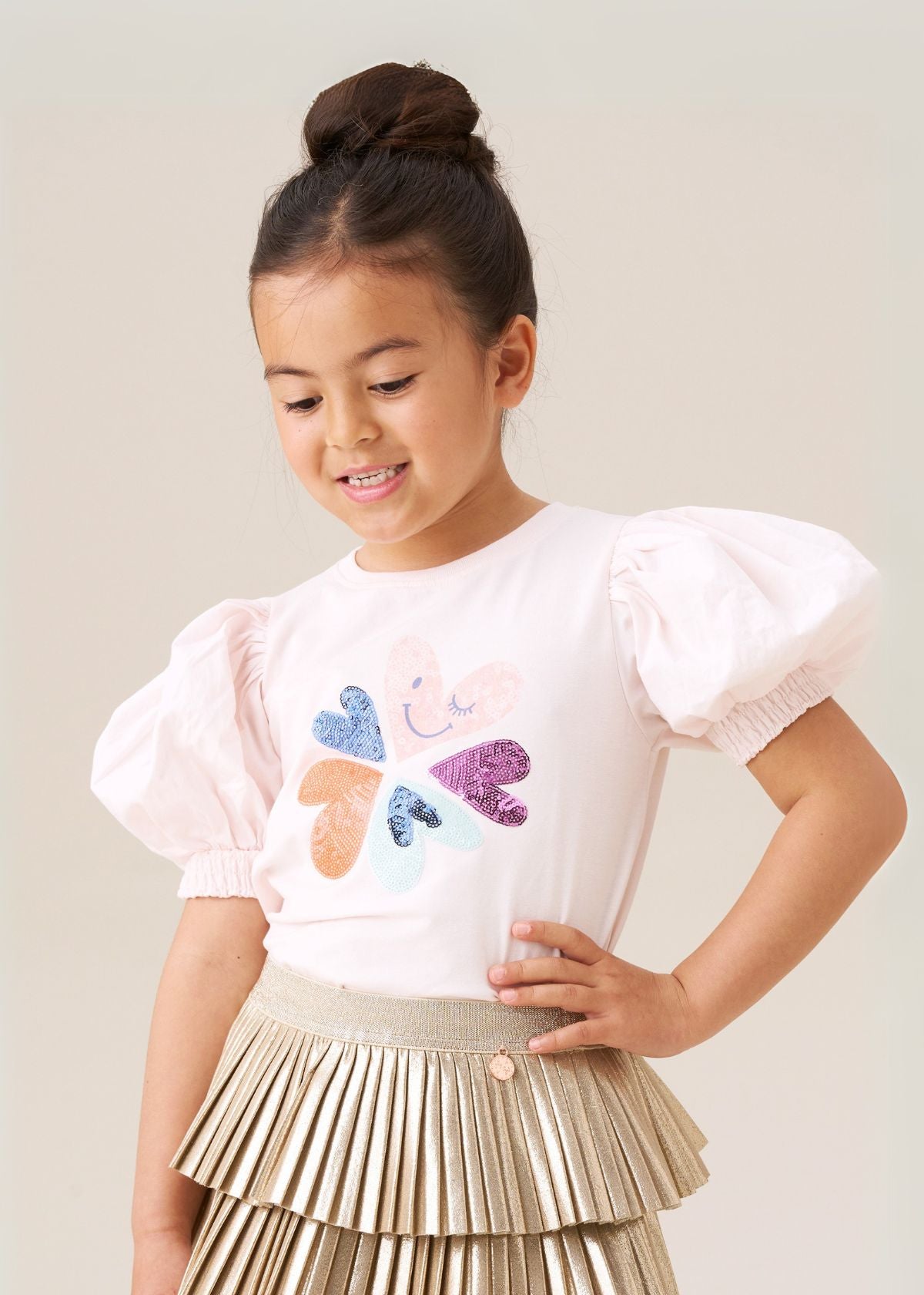 Heidi Sequin Embellished Puff Sleeve Tee