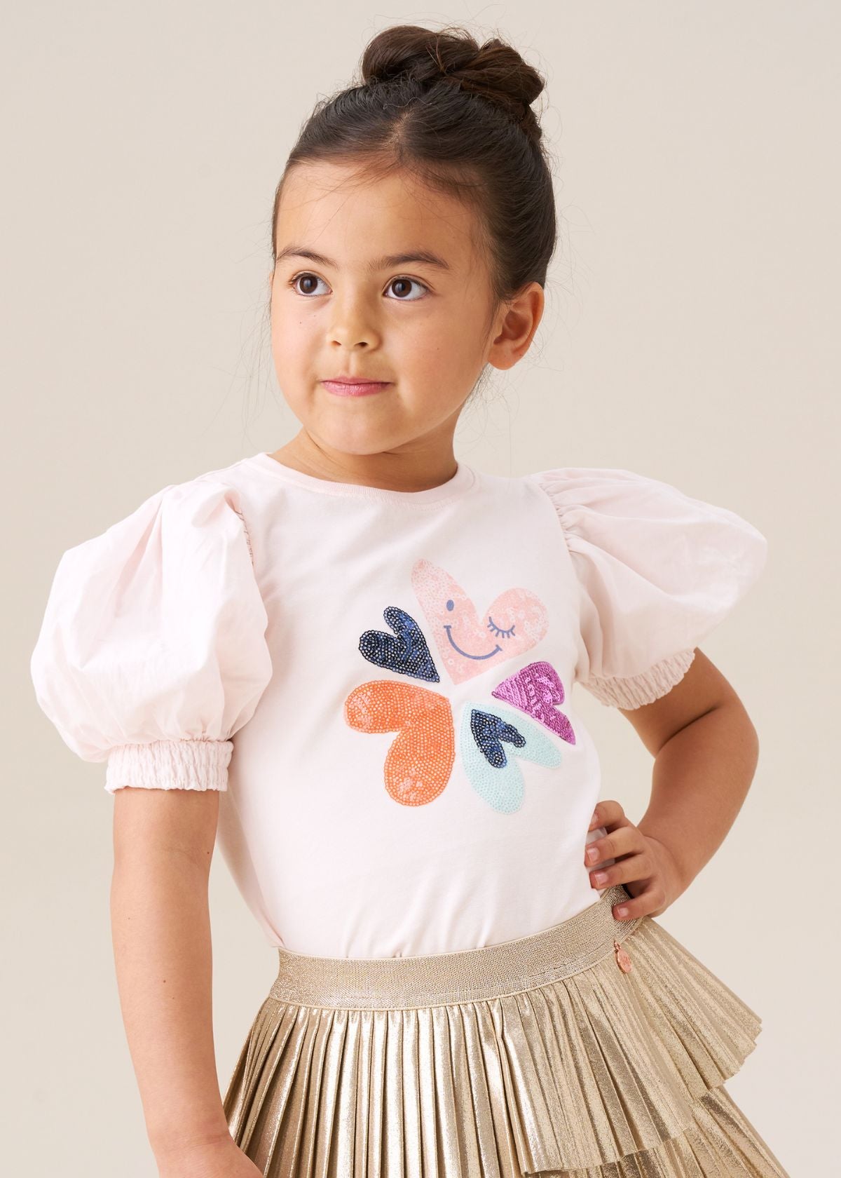Heidi Sequin Embellished Puff Sleeve Tee