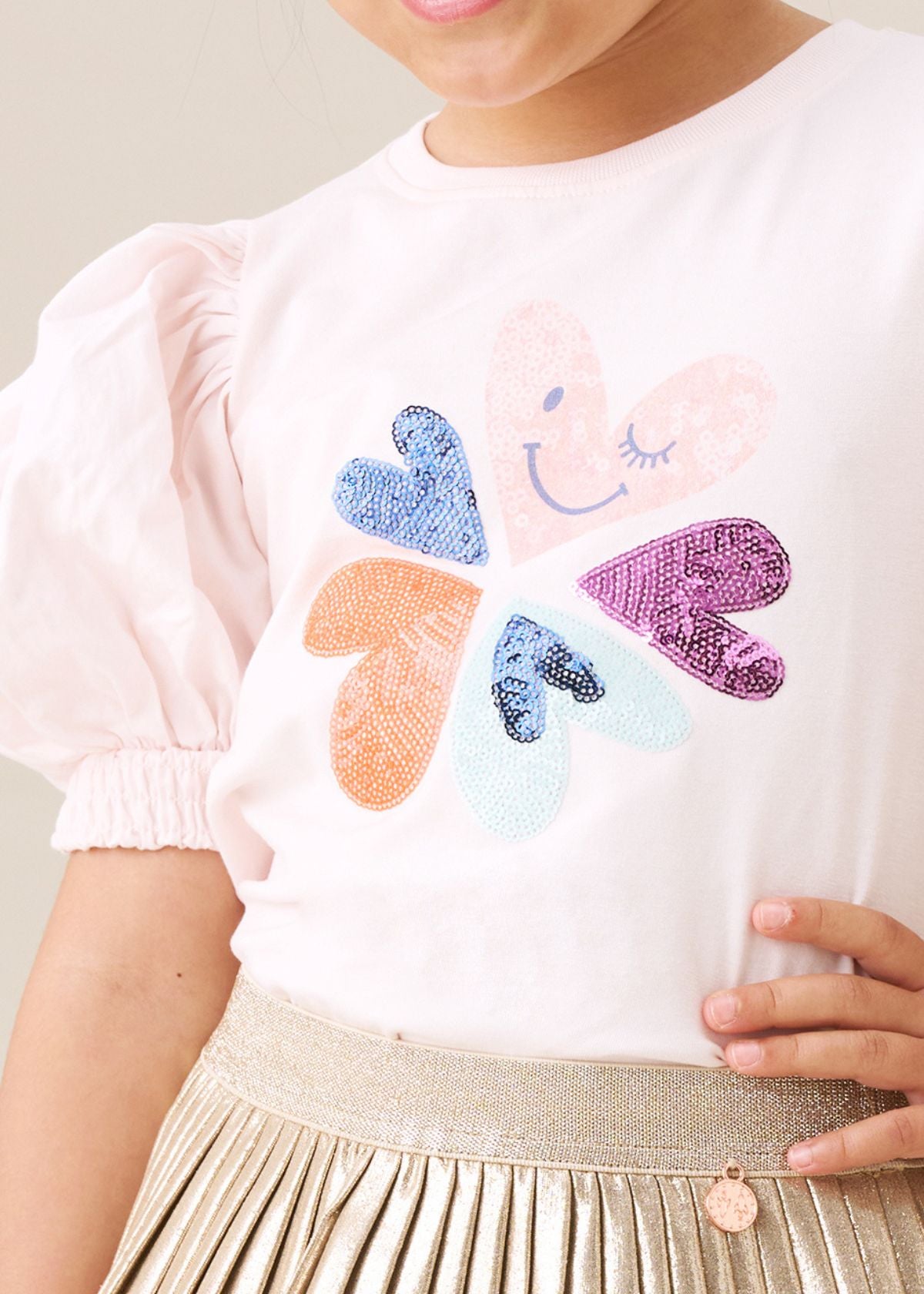 Heidi Sequin Embellished Puff Sleeve Tee