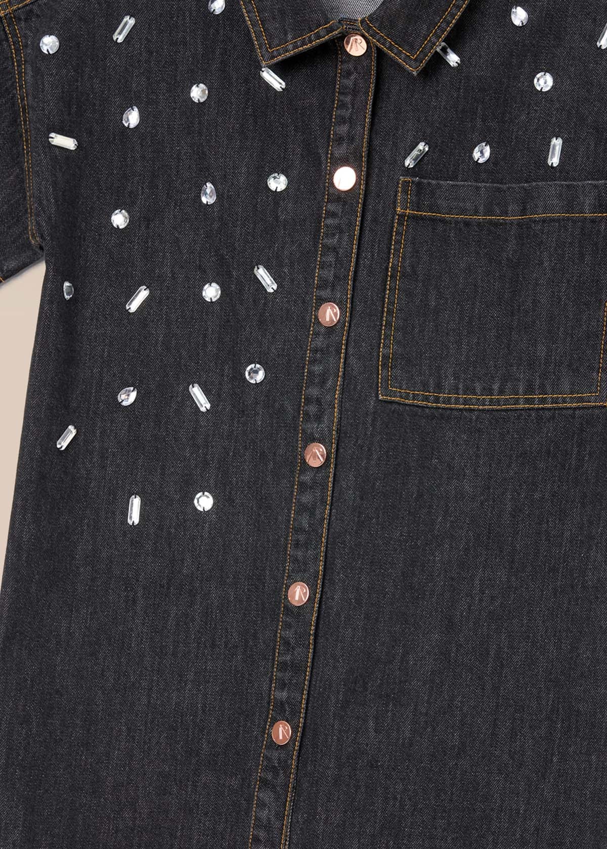 maxi girls embellished denim dress