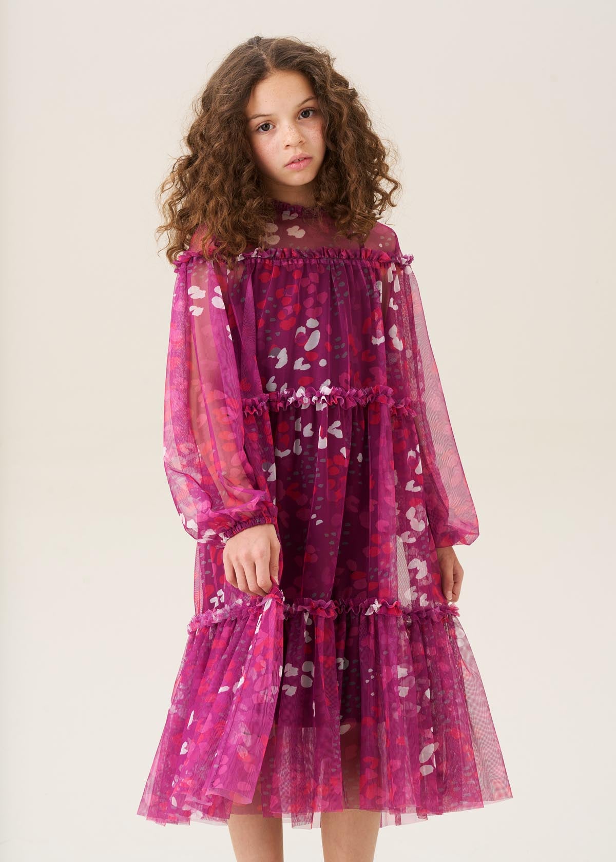 mini girls printed mesh dress