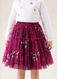 Cara Pink Printed Mesh Midi Skirt