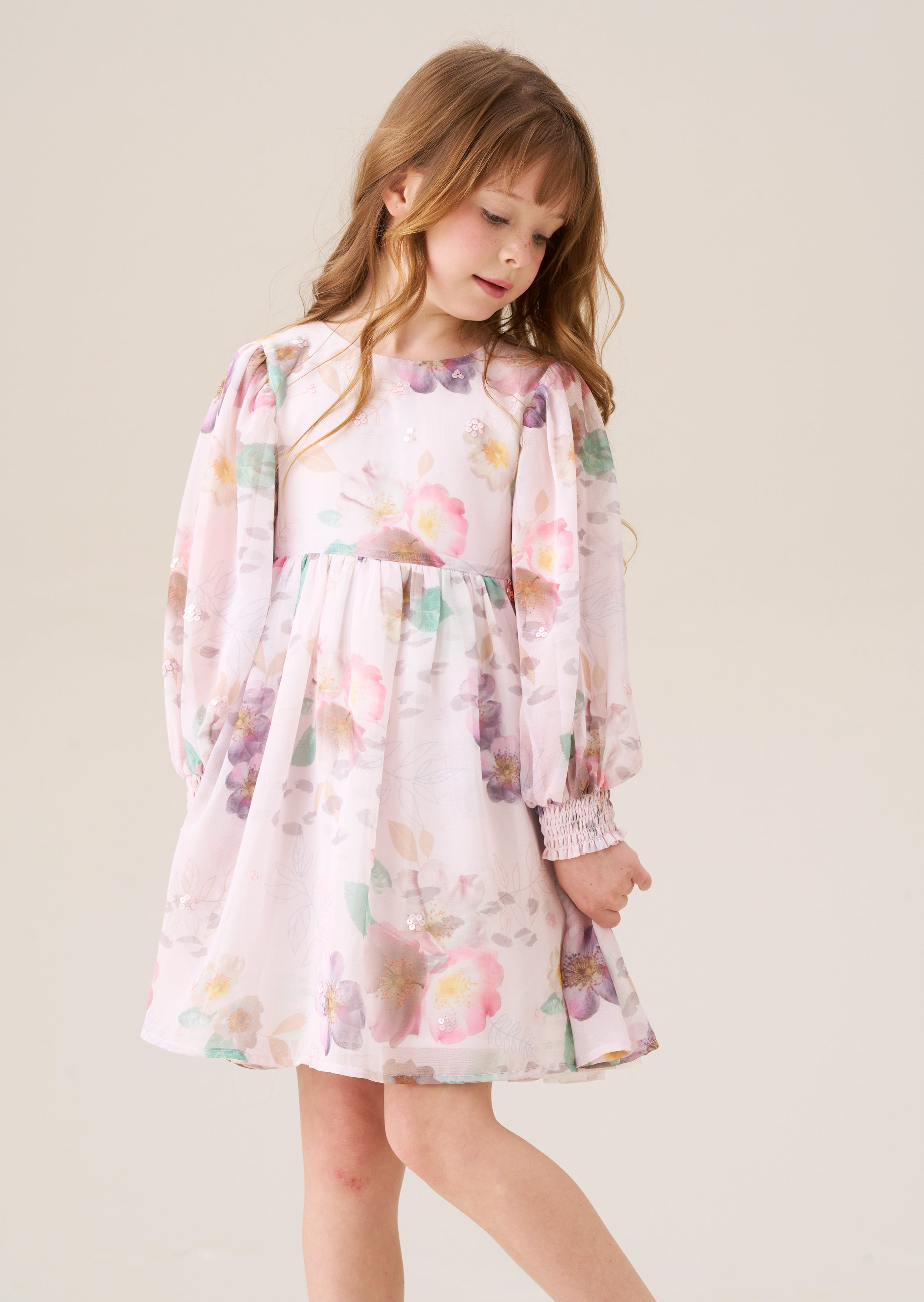 Girls Floral Boho Print Dress
