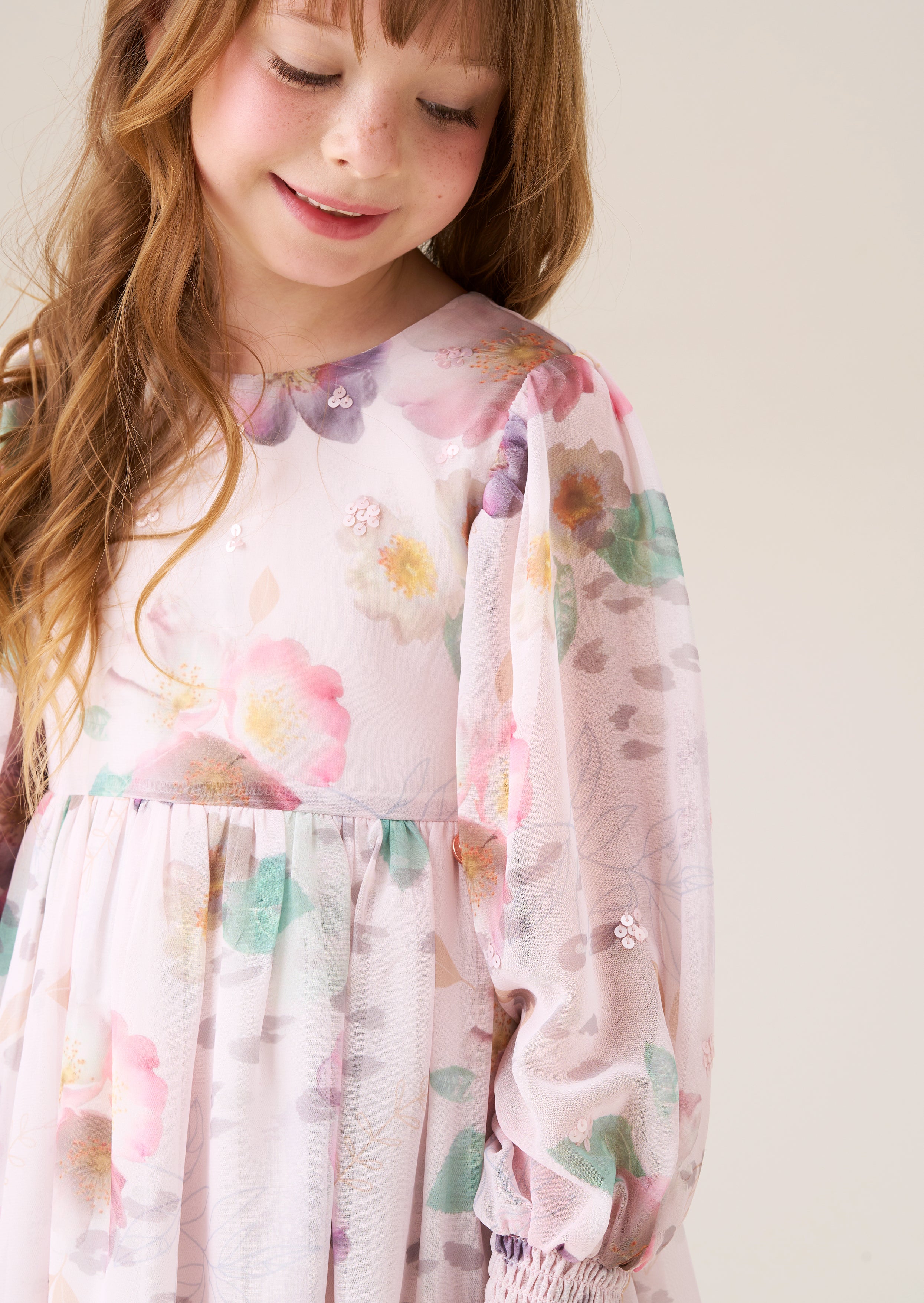 midi girls floral boho print dress