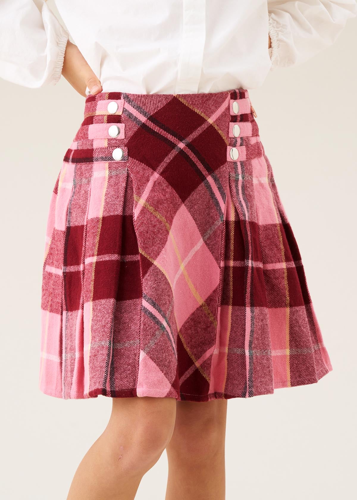 Marcia Pleated Check Skirt