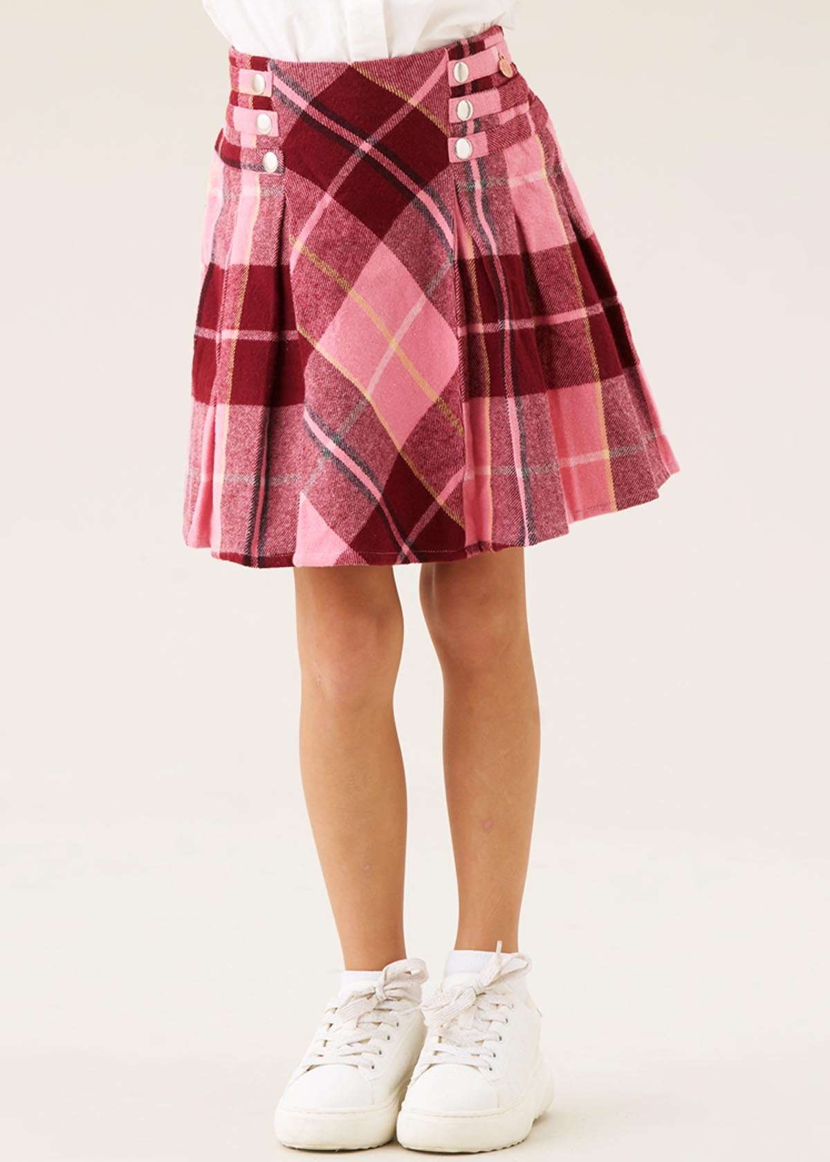 Marcia Pleated Check Skirt