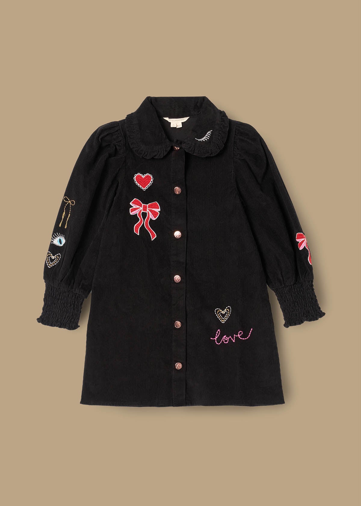 Connie Embroidered Cord Shirt Dress
