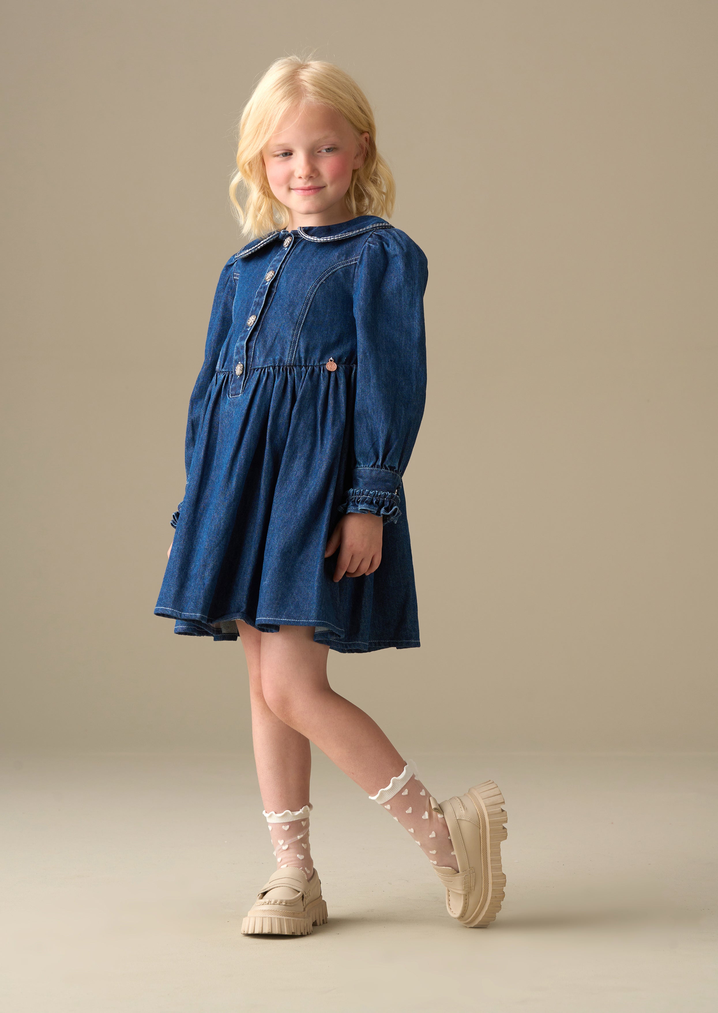 midi girl diamante embellished denim dress