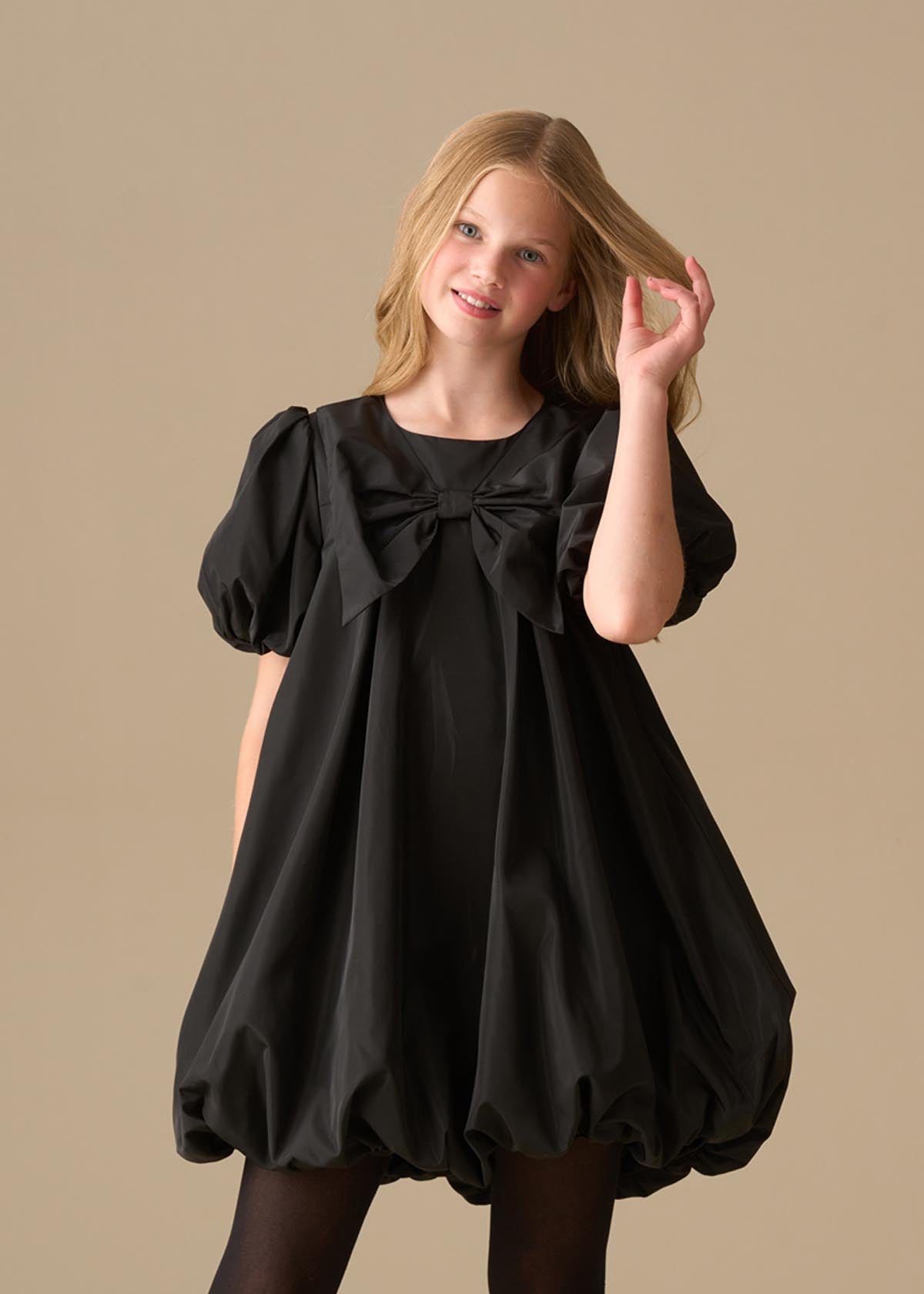 Nadia Puffball Bow Collar Dress
