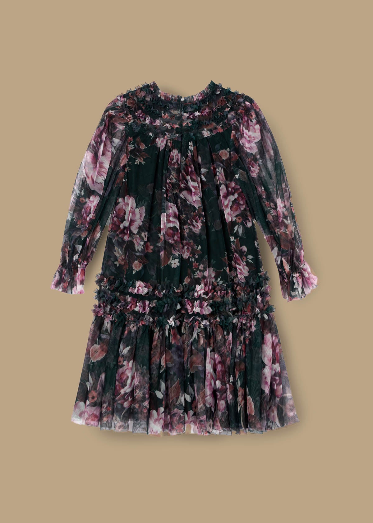 Verity Ruffle Print Mesh Dress