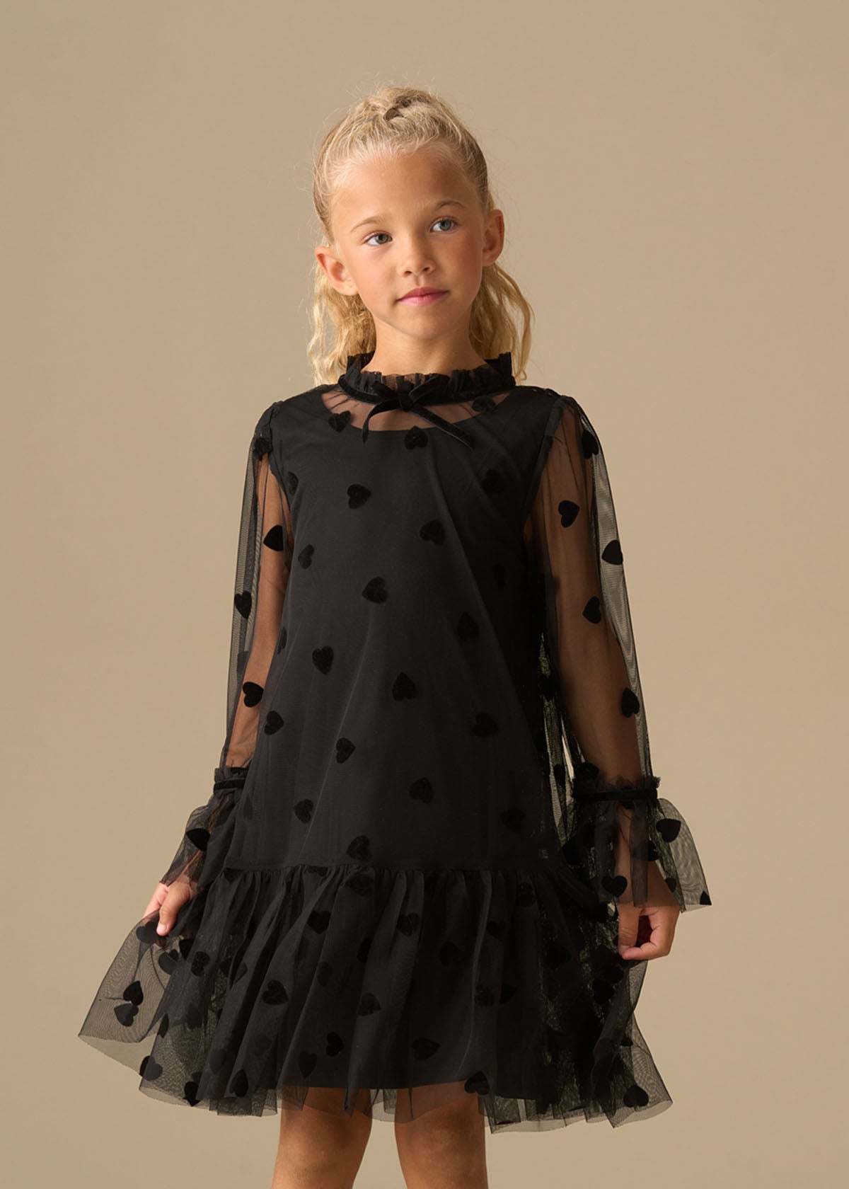 Neve Flock Heart Mesh Dress