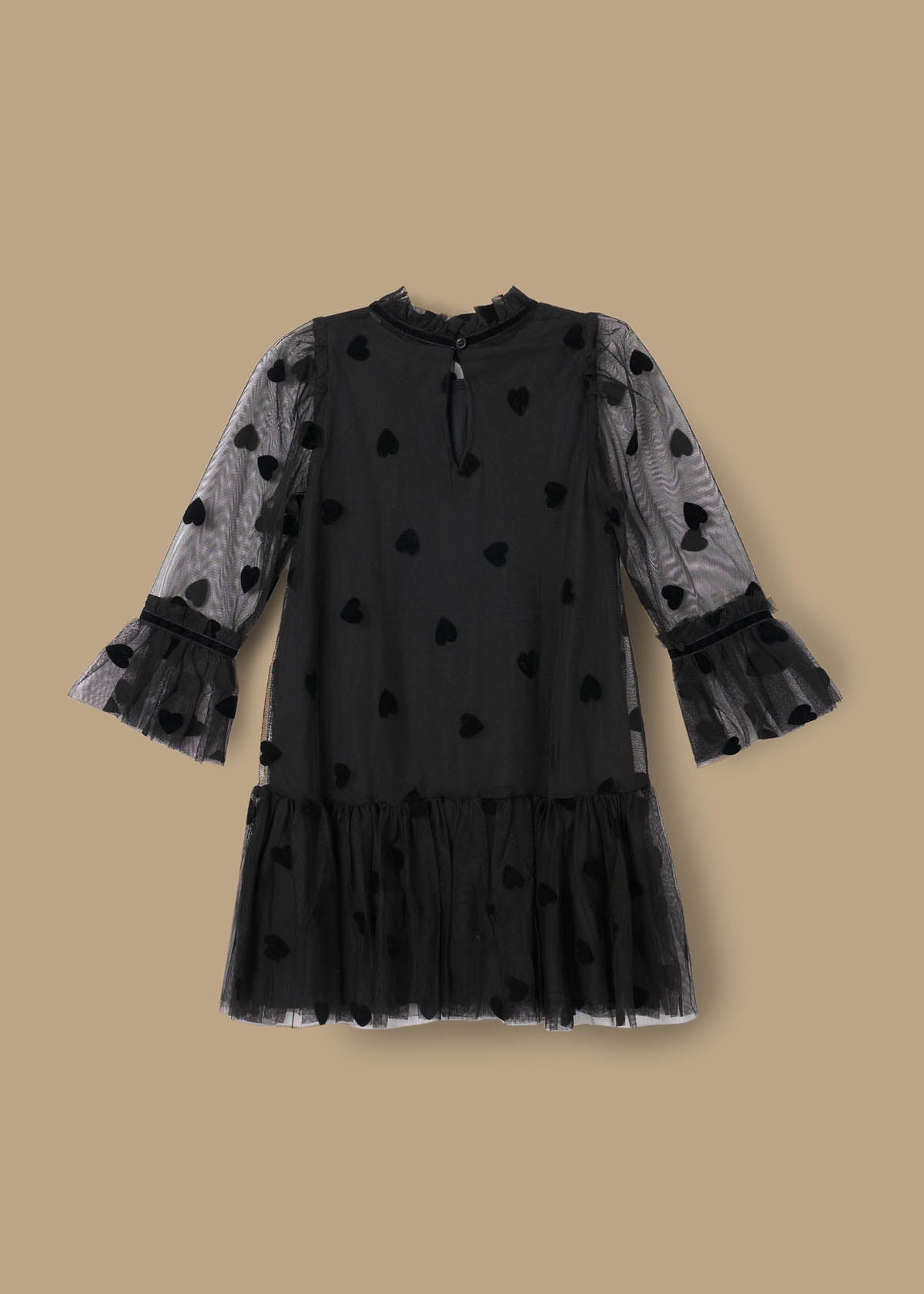 Neve Flock Heart Mesh Dress