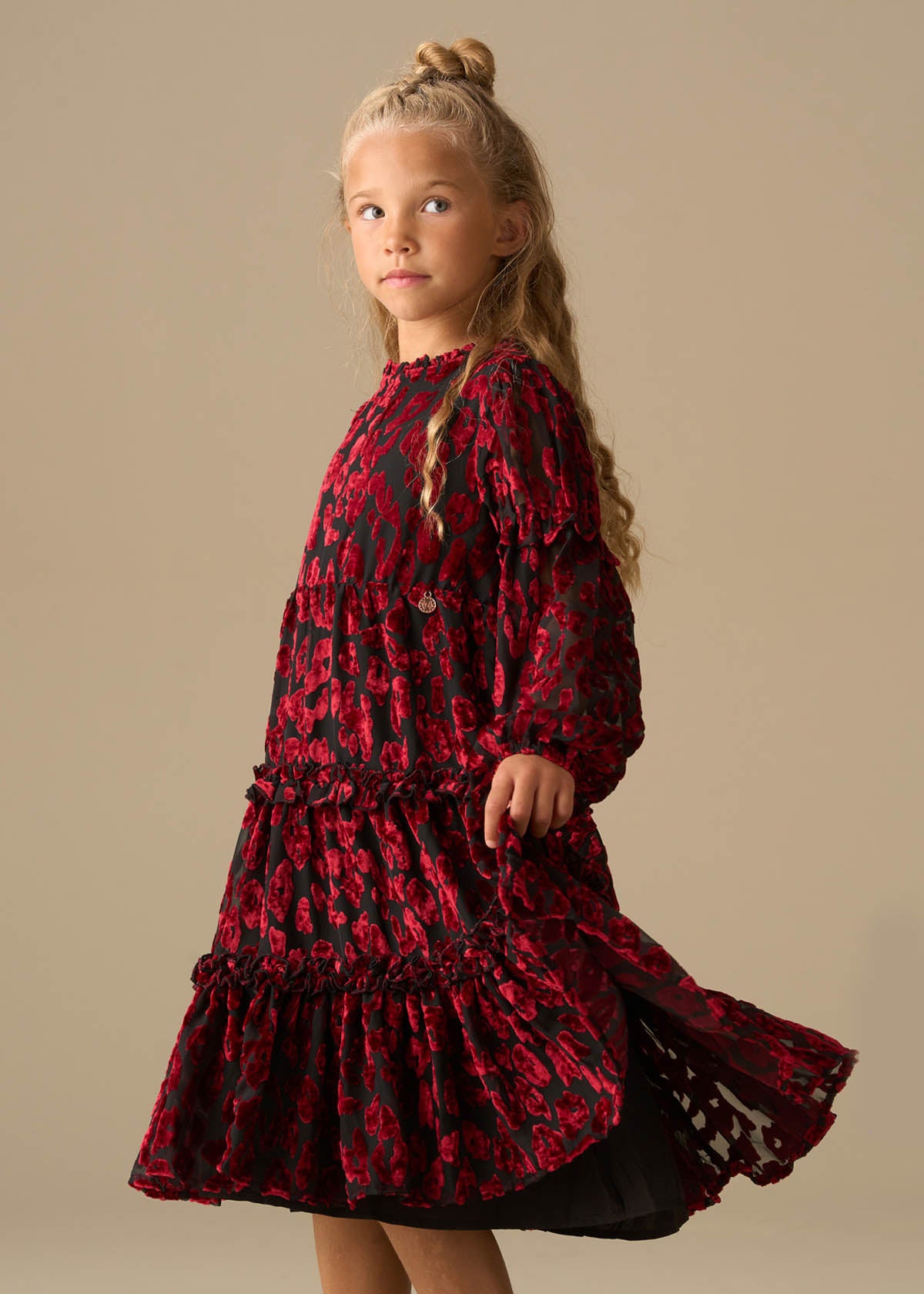 Poppy Devore Velvet Tiered Dress