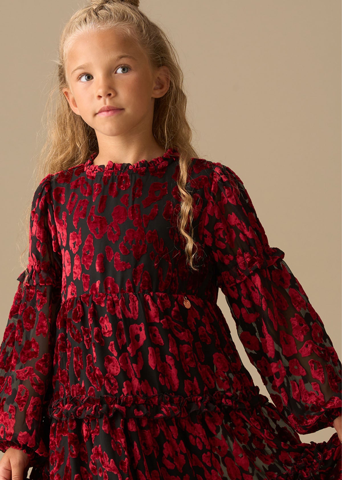 Poppy Devore Velvet Tiered Dress