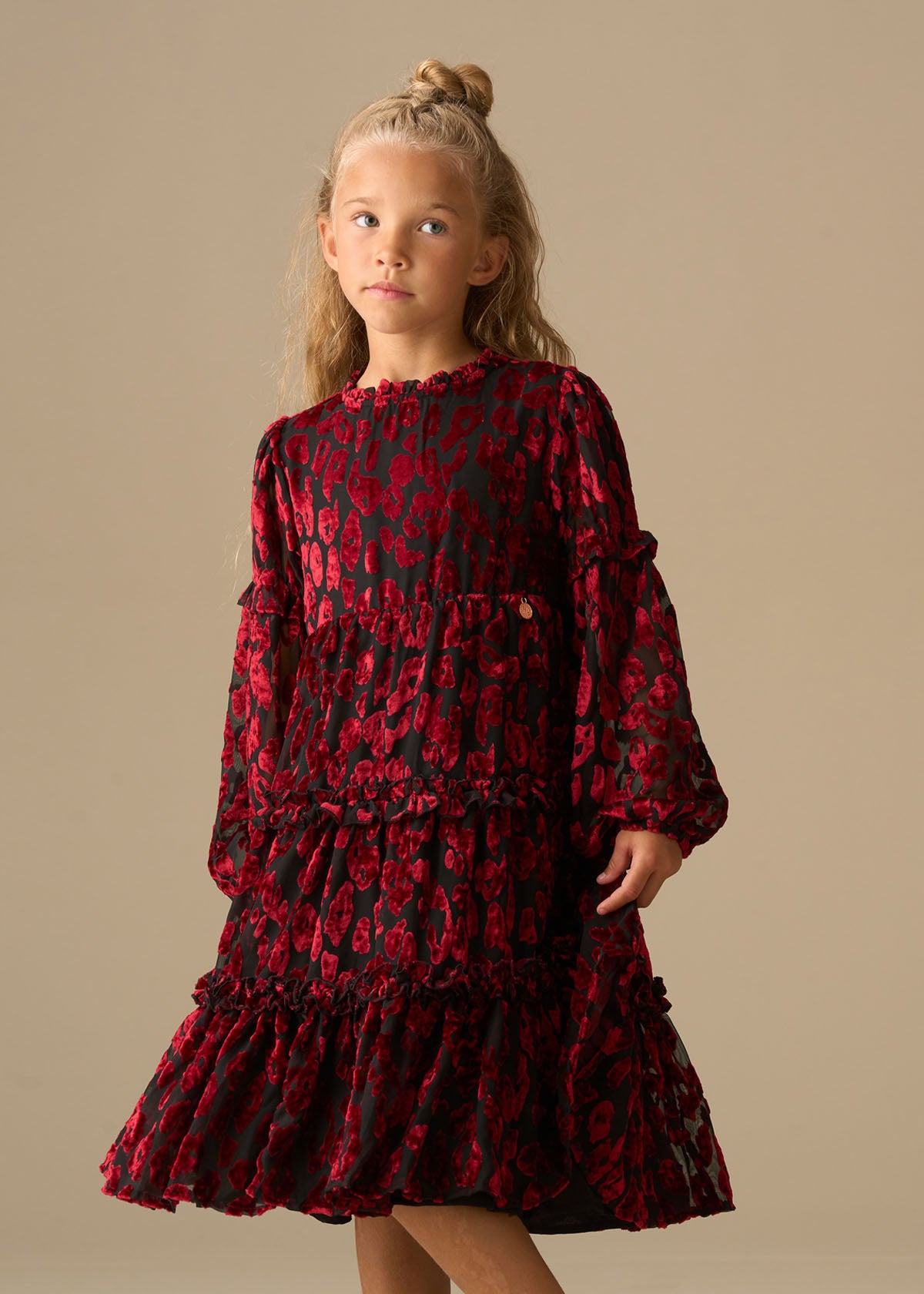 Poppy Devore Velvet Tiered Dress