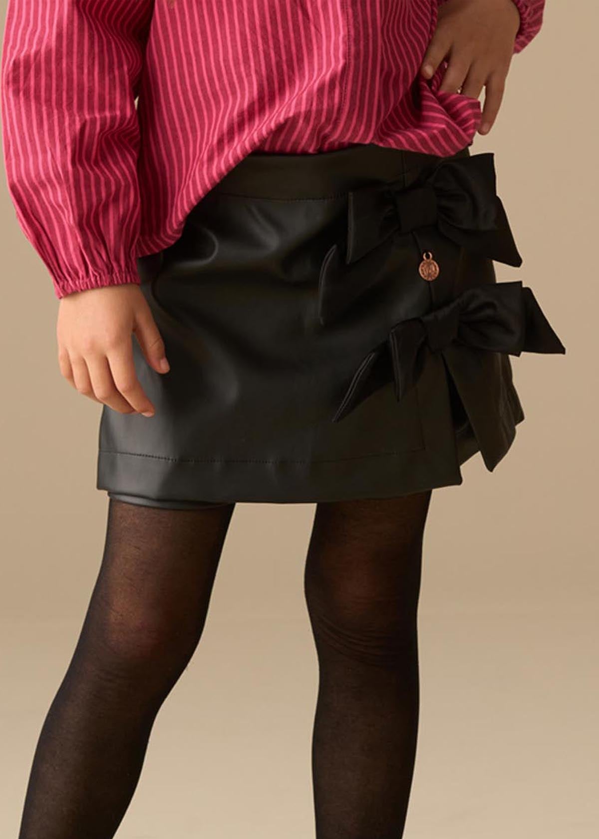 Danni Side Bow Faux Leather Skort