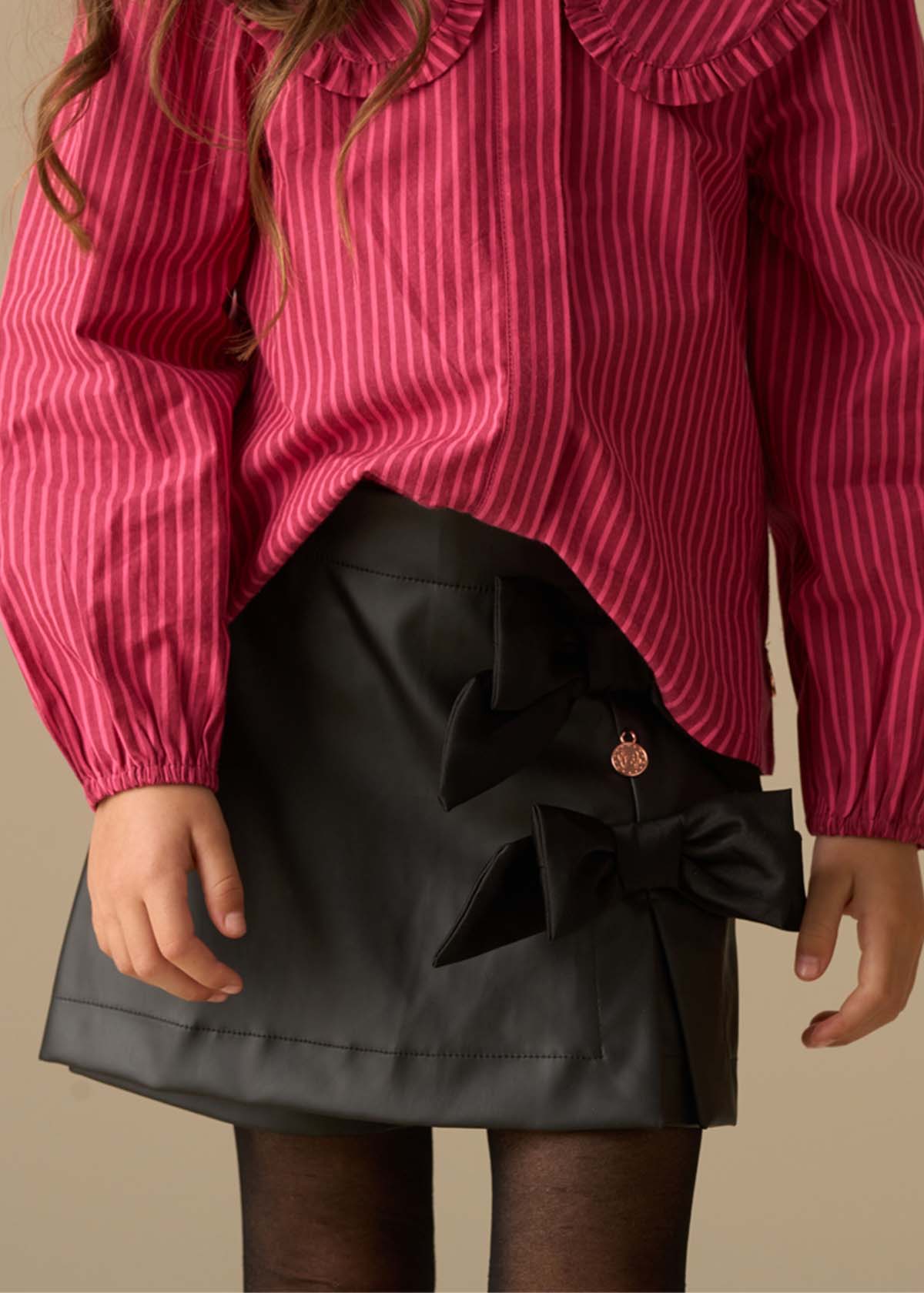 Danni Side Bow Faux Leather Skort