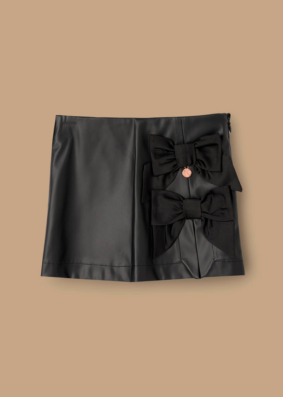 Danni Side Bow Faux Leather Skort