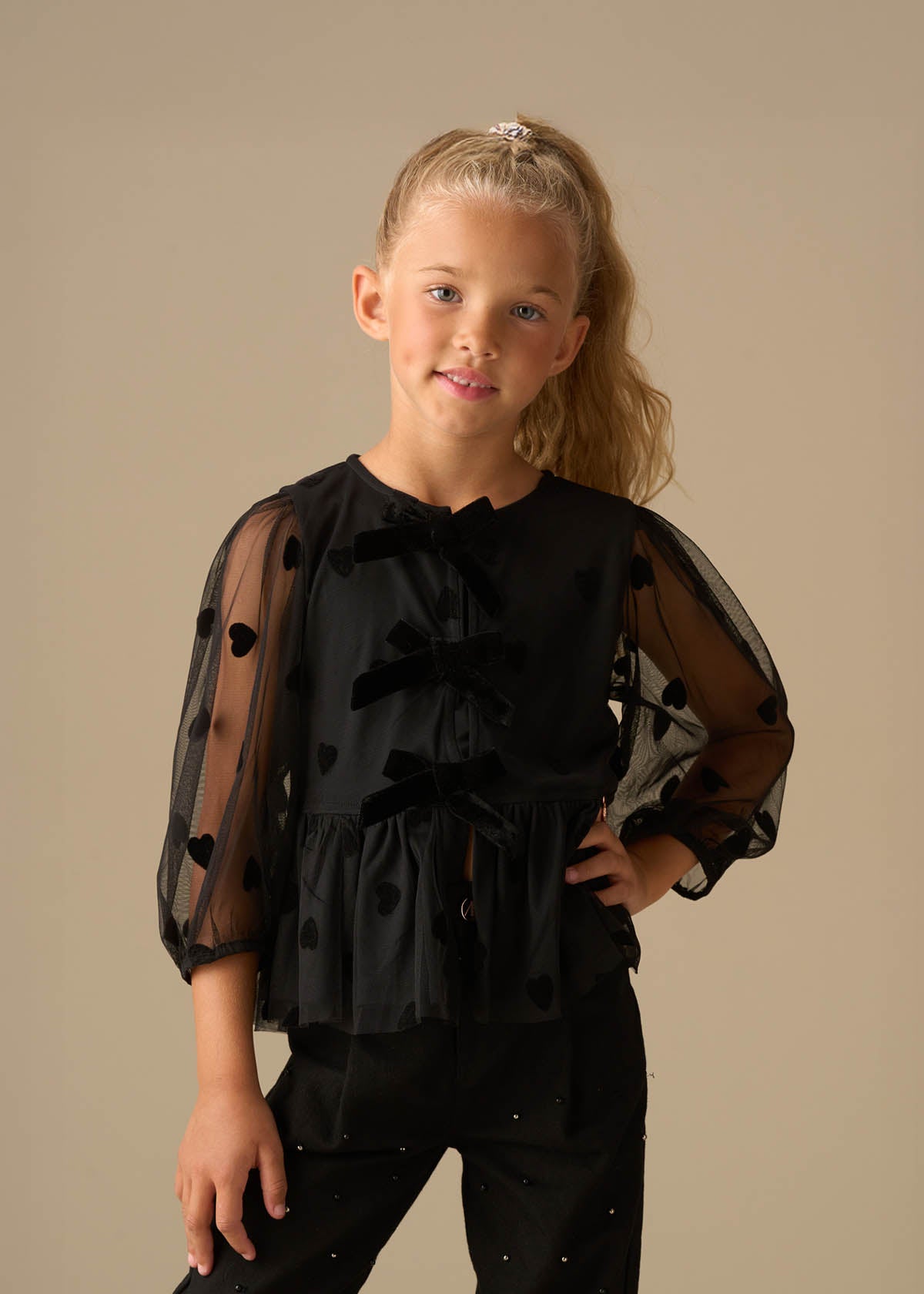 Neve Flock Heart Mesh Top