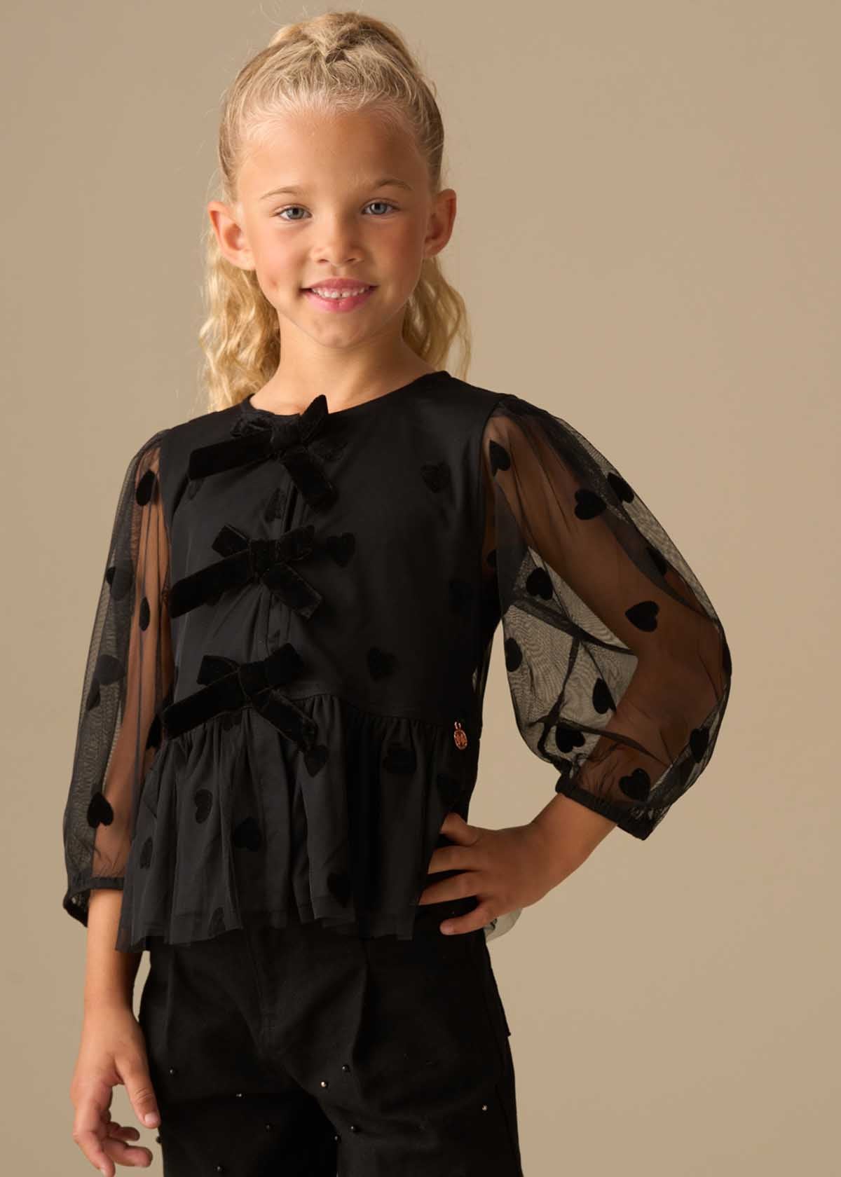 Neve Flock Heart Mesh Top