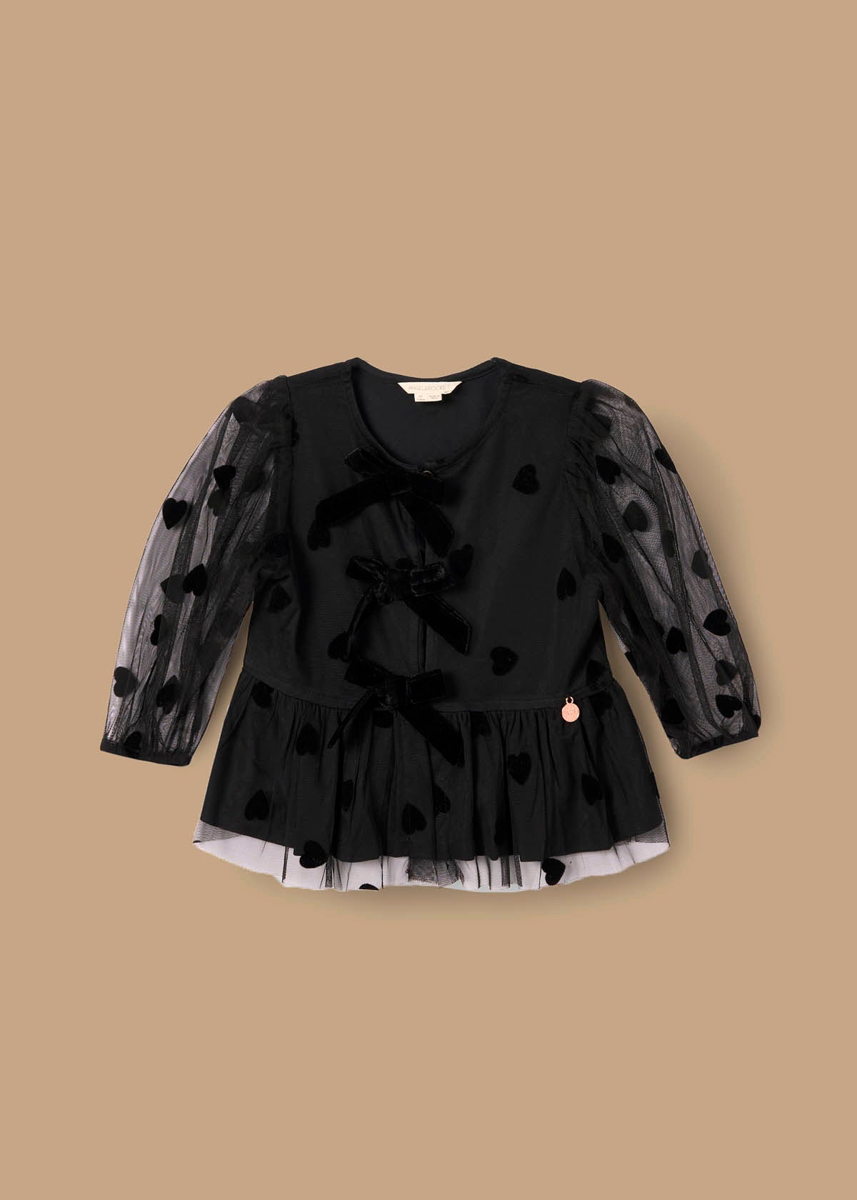 Neve Flock Heart Mesh Top