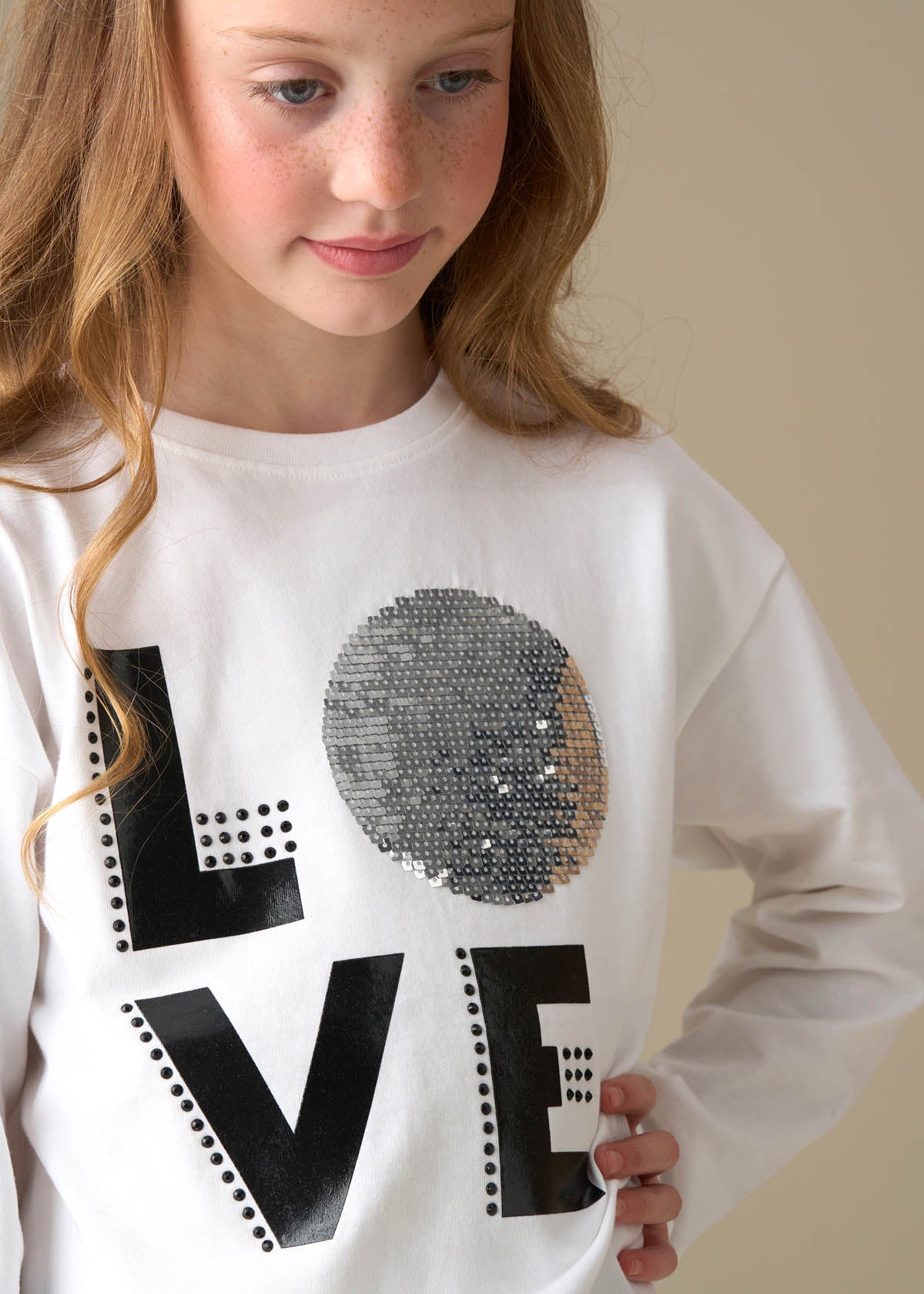online girl love disco ls tee white