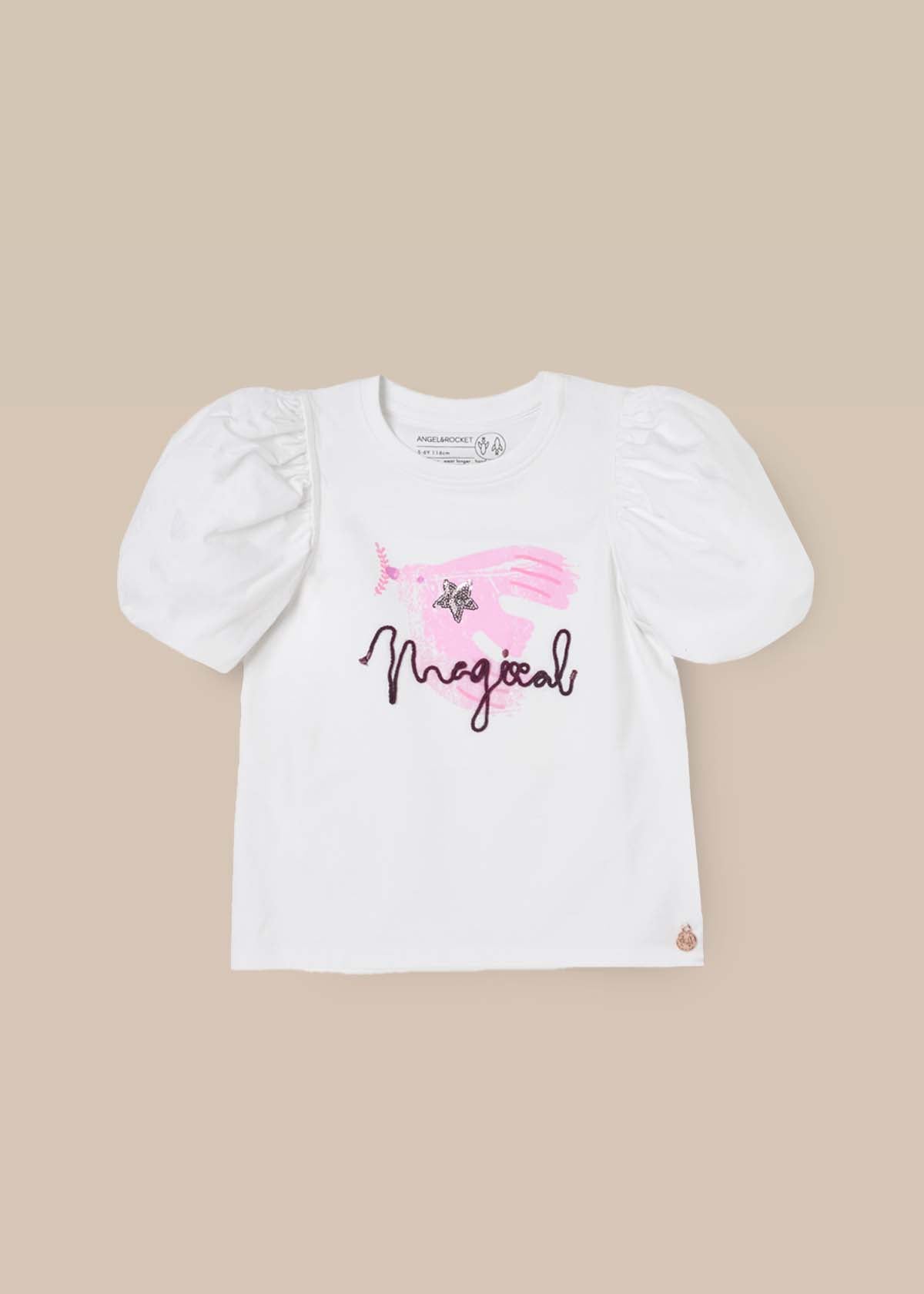 Heidi Puff Sleeve Embellished Top - White