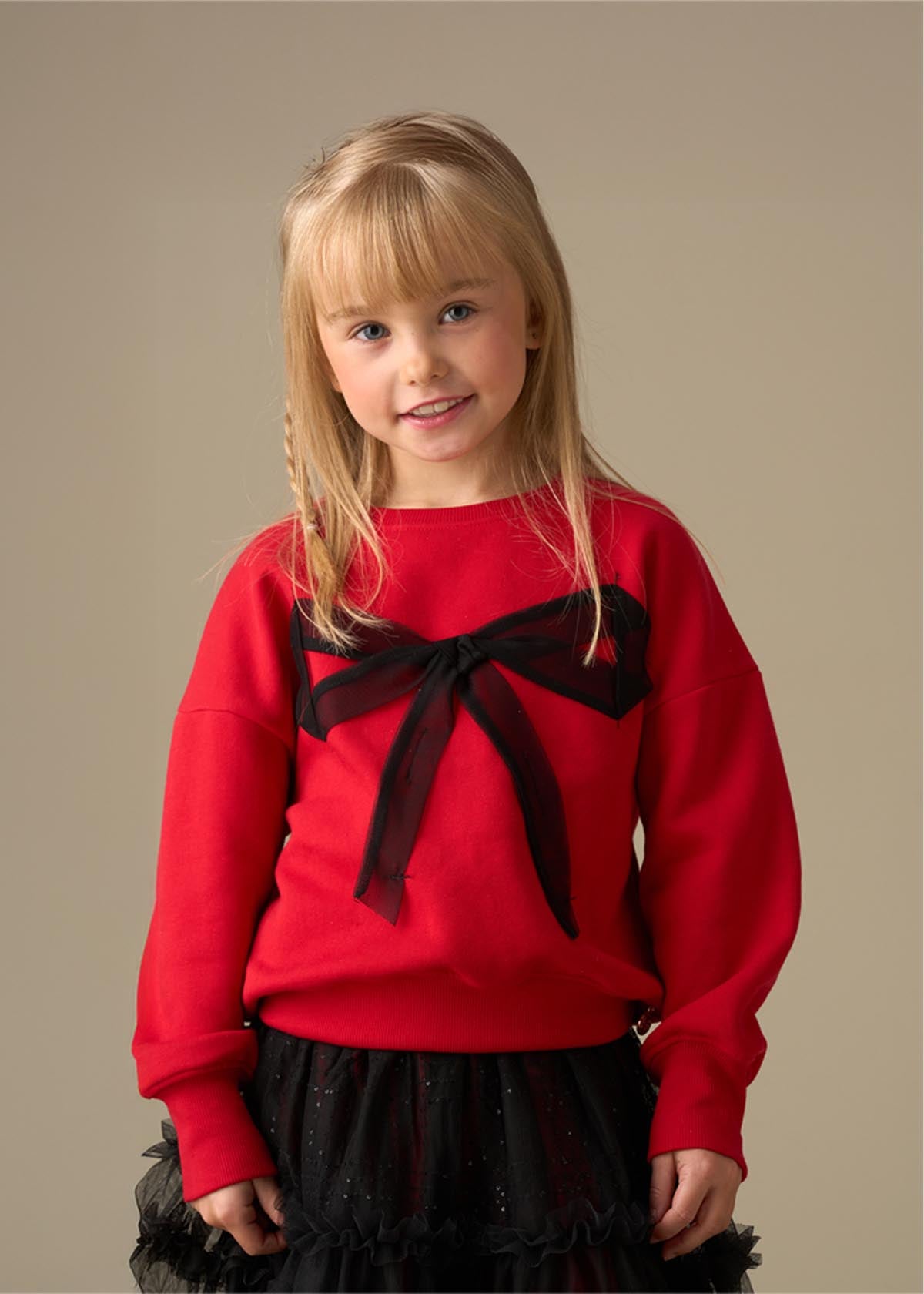 Freya Mesh Bow Sweat - Red