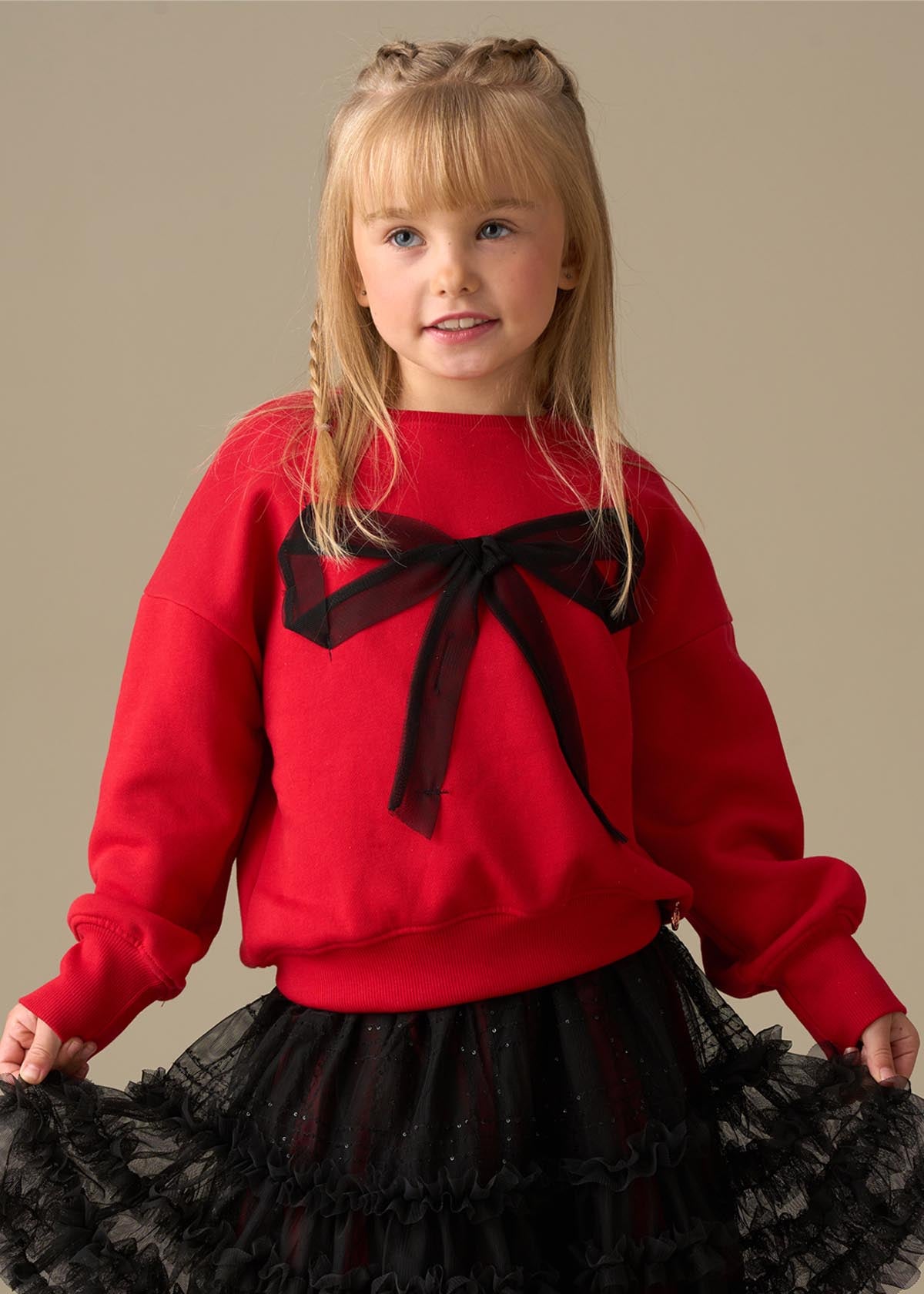 Freya Mesh Bow Sweat - Red