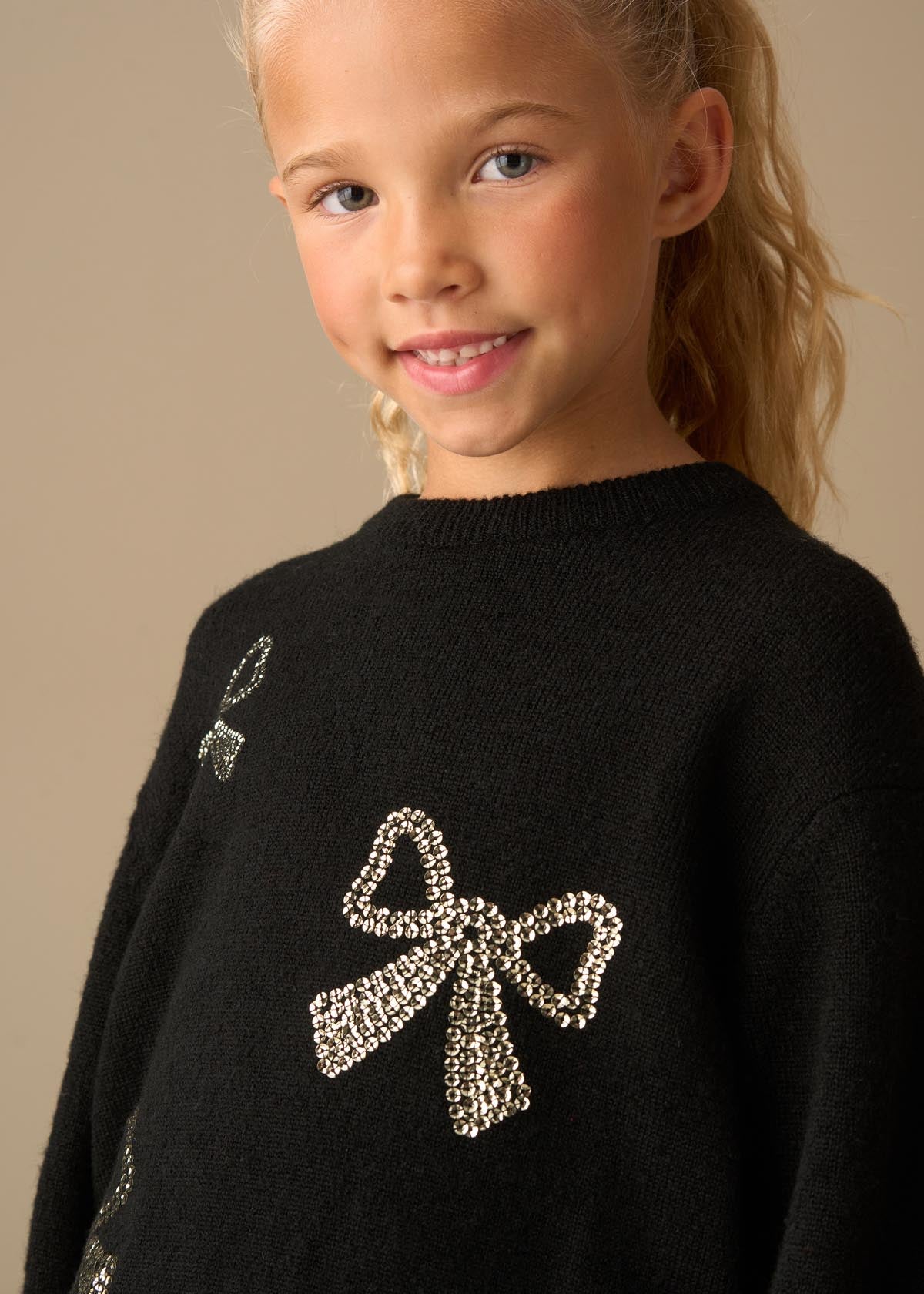 Anna Sequin Bow Jumper