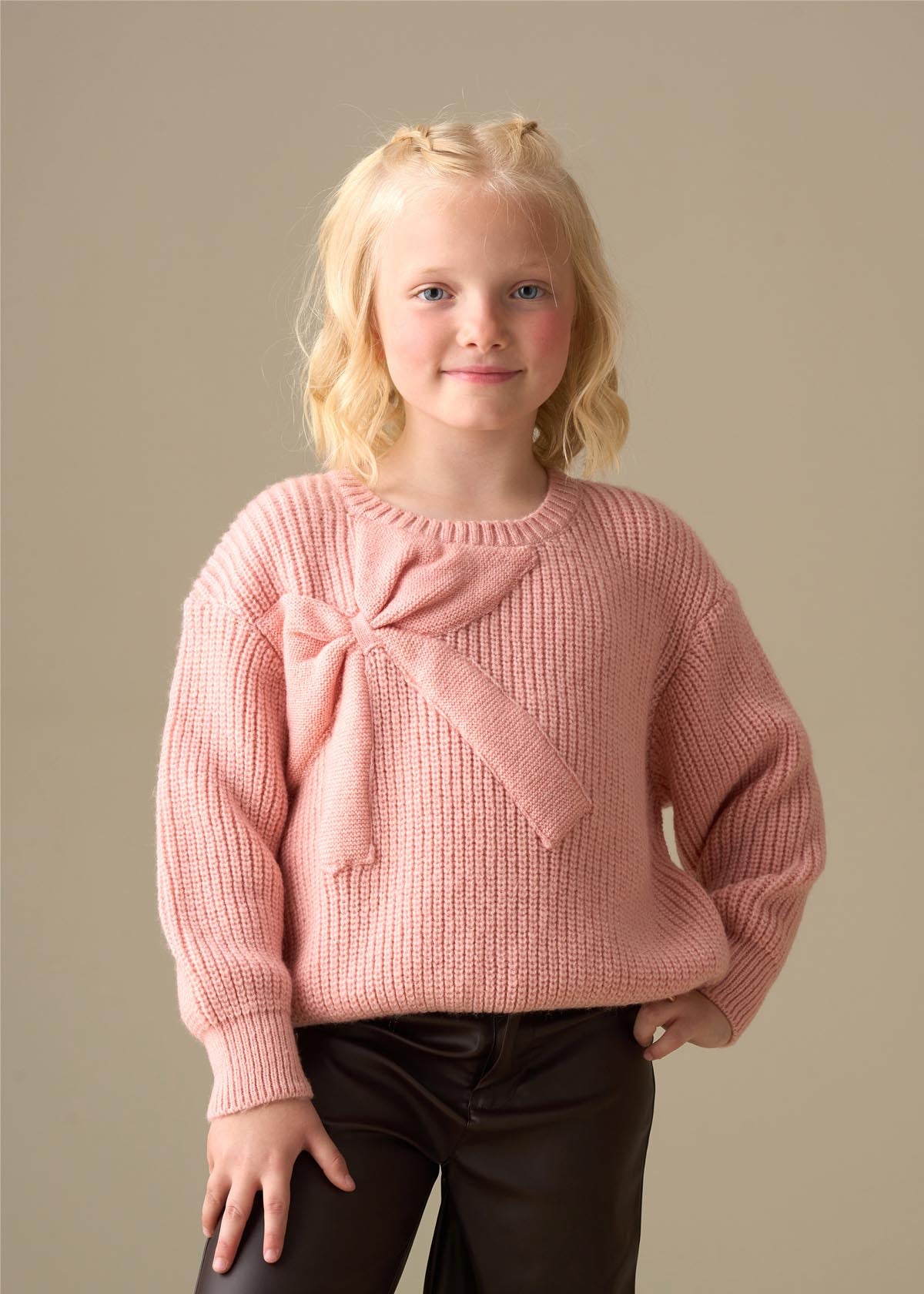 pink Knitted Bow Jumper