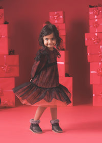 Tia Sequin Tartan Mesh Dress