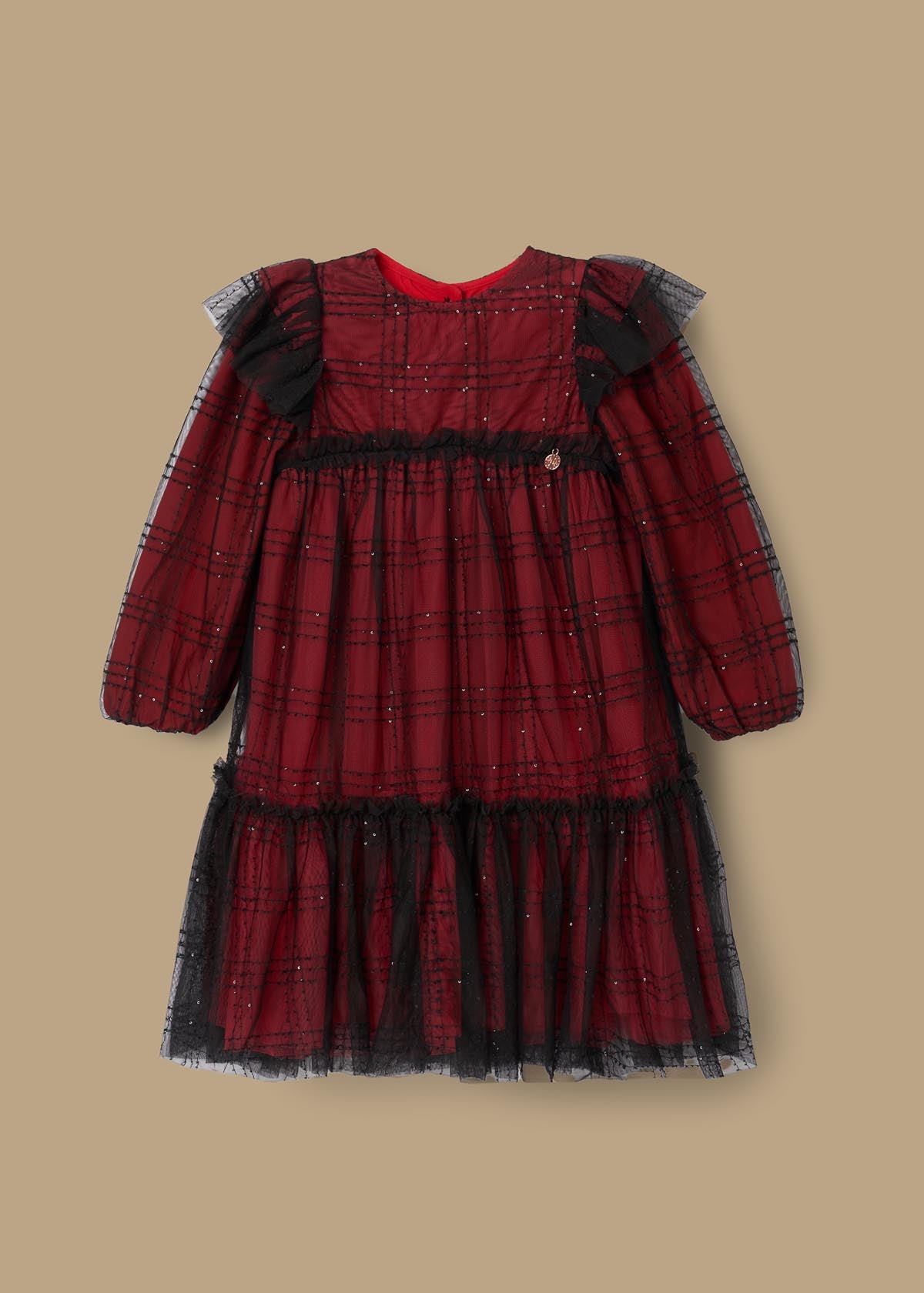 Tia Sequin Tartan Mesh Dress