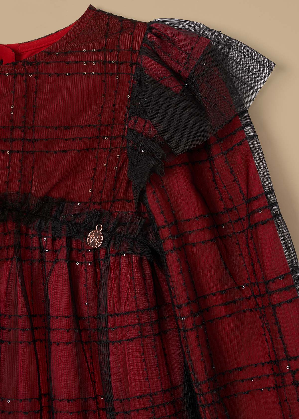 Tia Sequin Tartan Mesh Dress