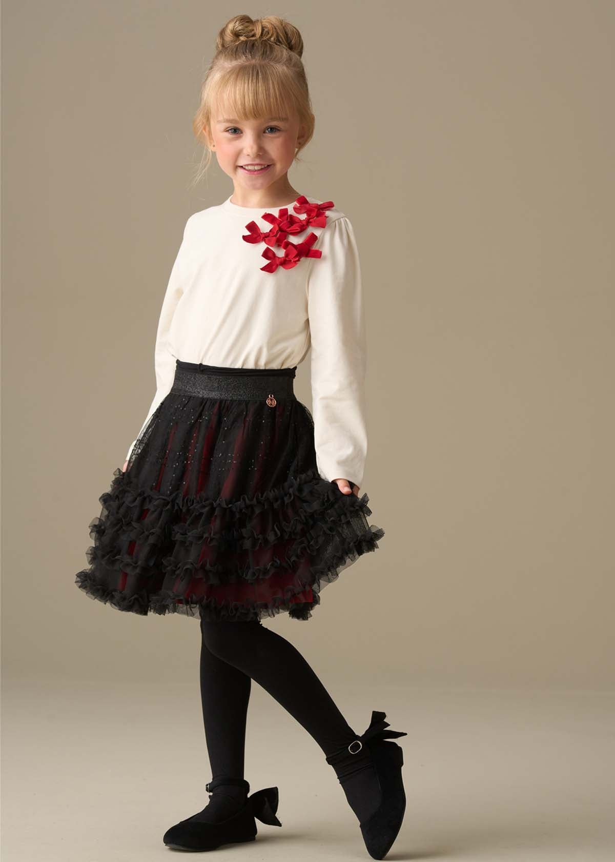 Darby Sequin Tartan Mesh Skirt