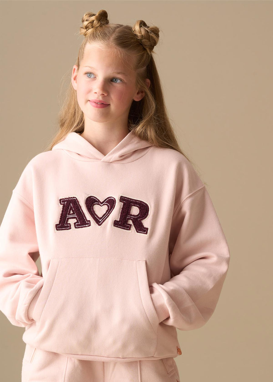 Girls Casual Printed Fuchsia Hoodie with Wide Tie main image 1