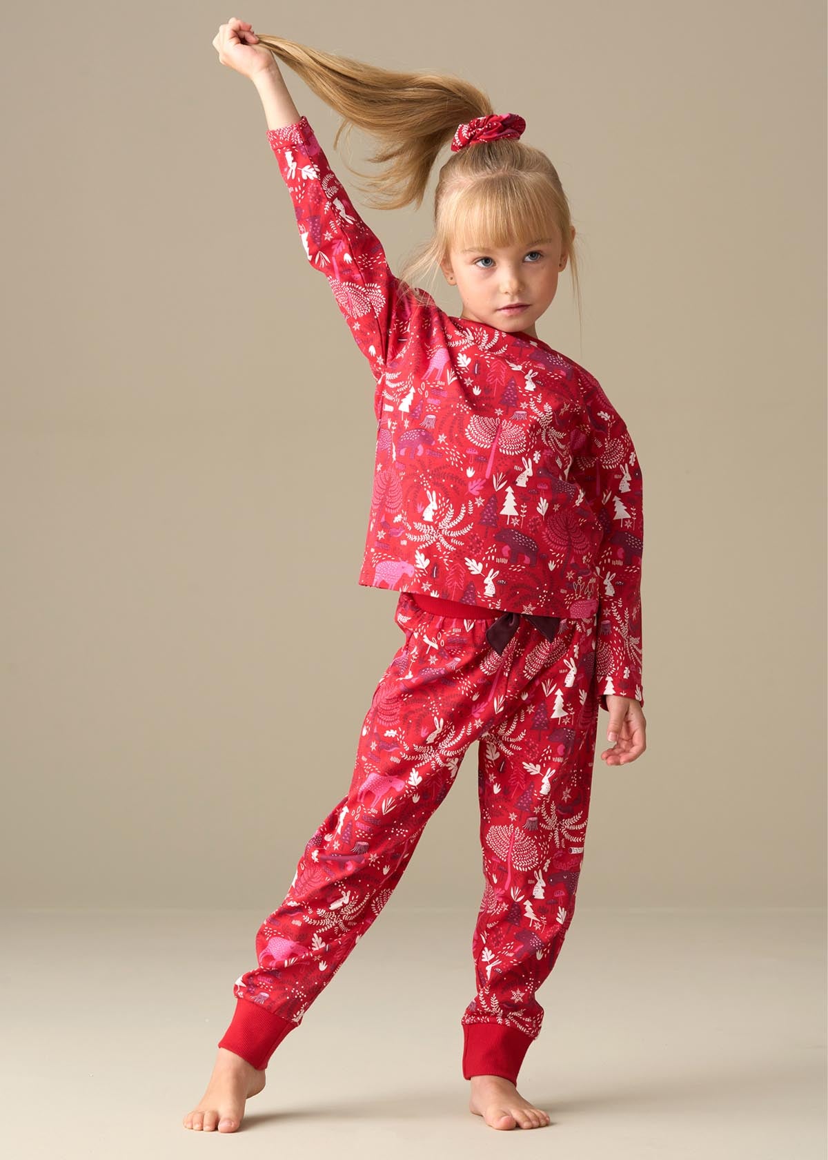 online girl scandi print pjs