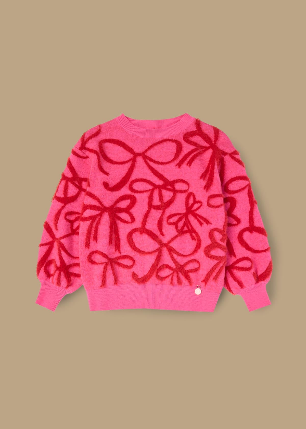 round neck girl bow eyelash jumper