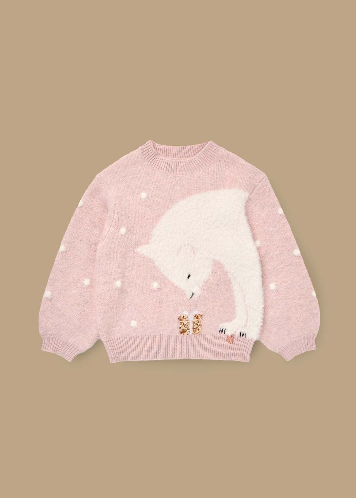 Izzy Polar Bear Jumper Pink
