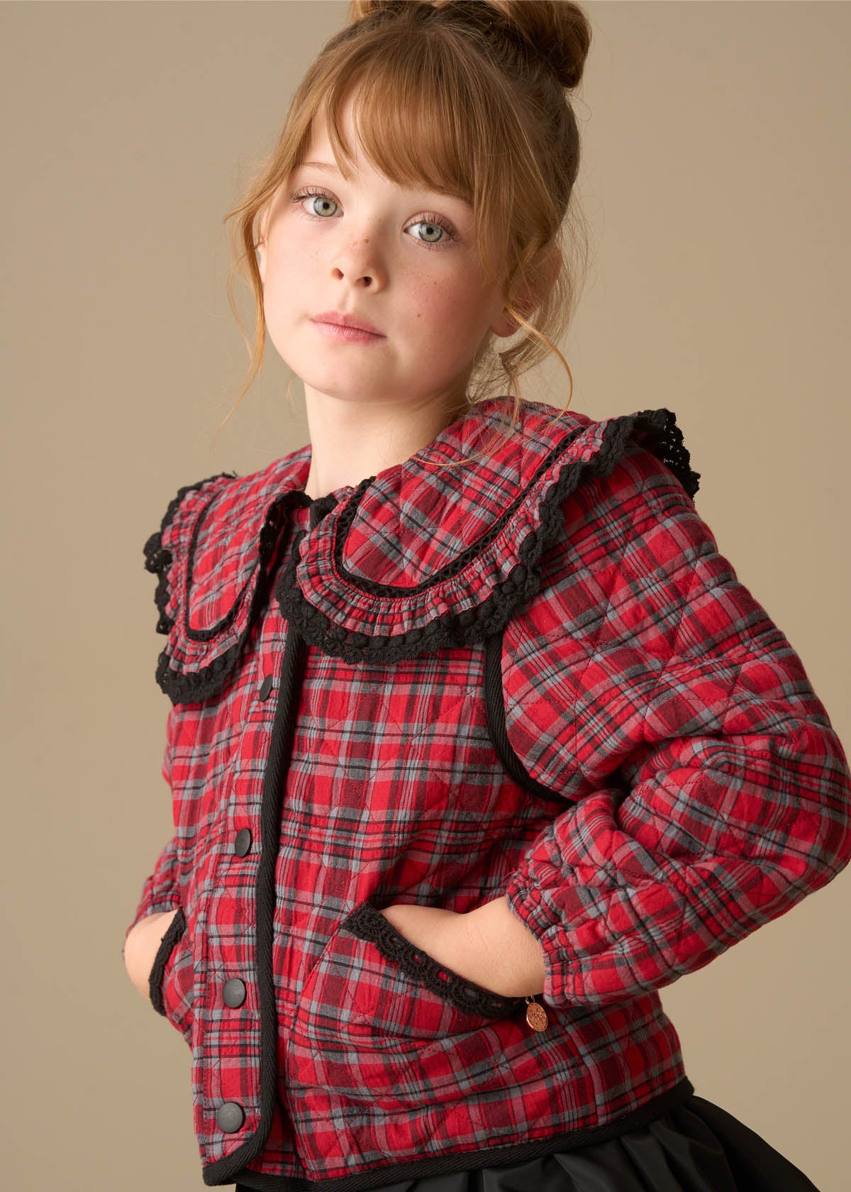 Paloma Red Check Collar Jacket