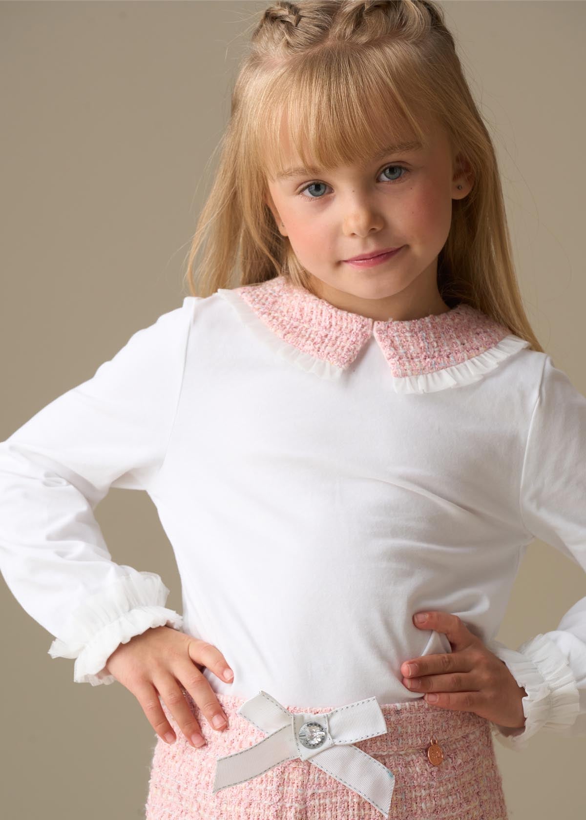 Faye Tweed Collar Ls Top
