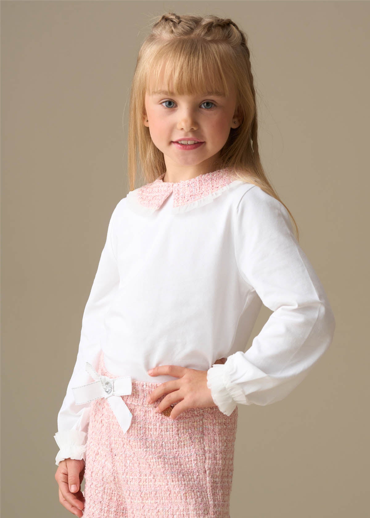 Faye Tweed Collar Ls Top