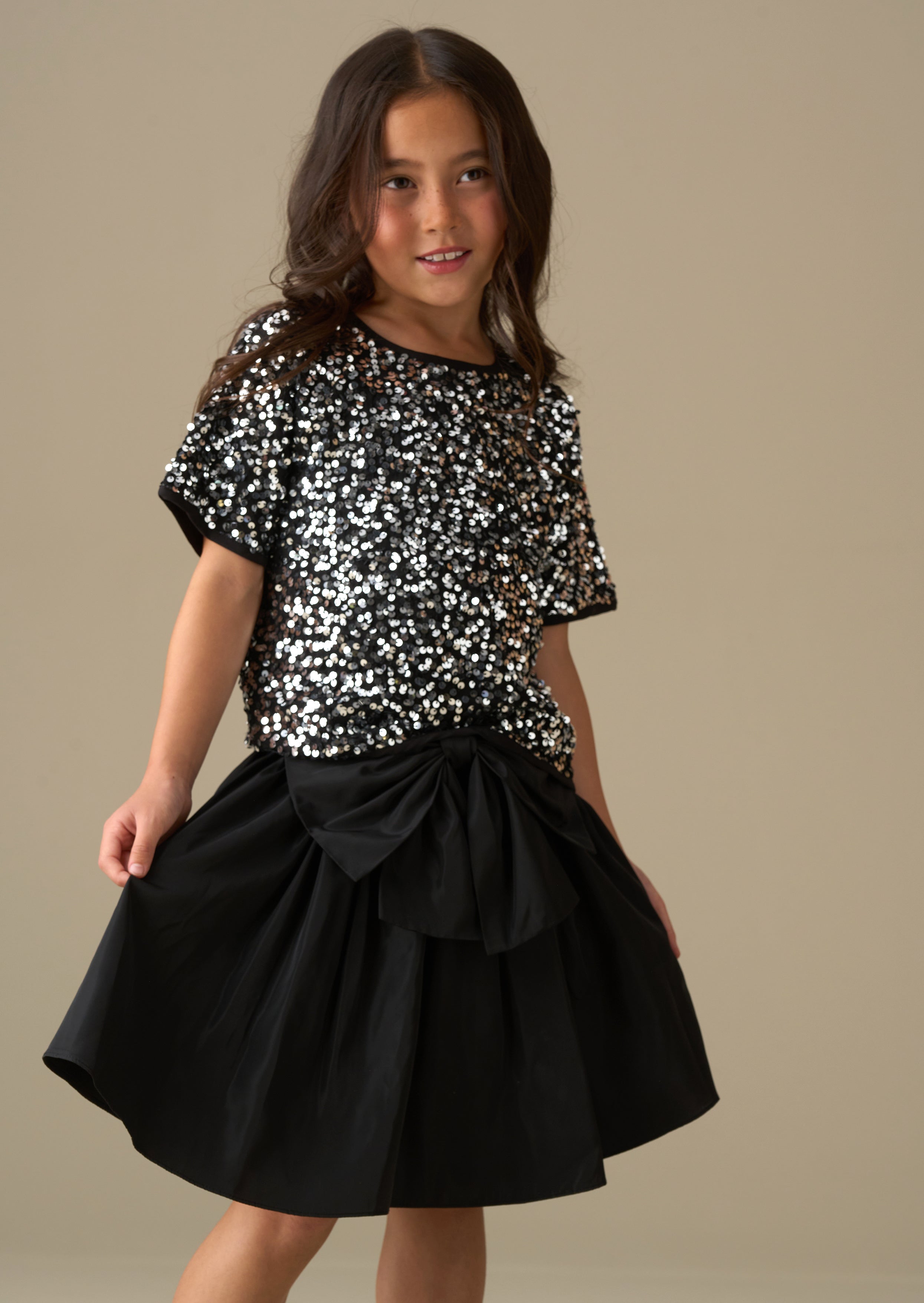 cropped girl silver sequin top