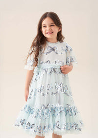 Delta Mint Sequin Bow Mesh Dress
