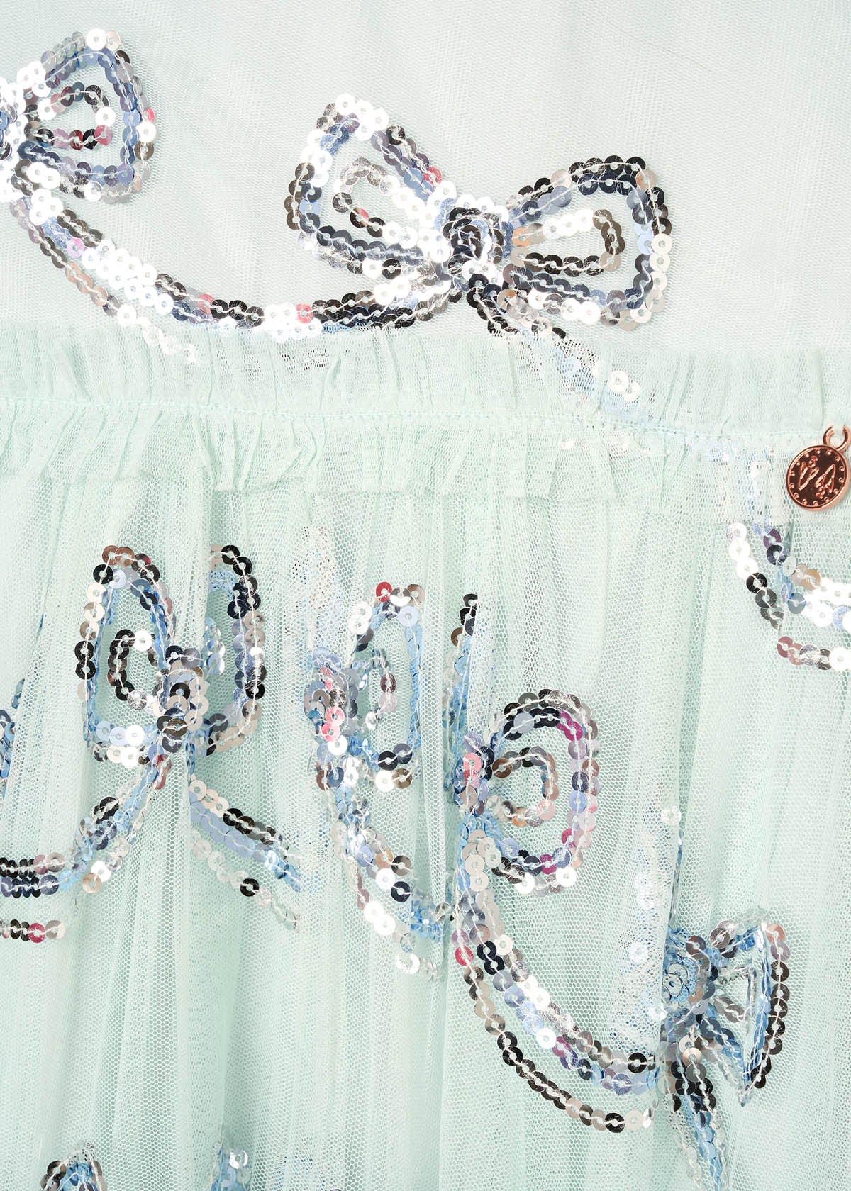 outfit mint sequin bow mesh dress
