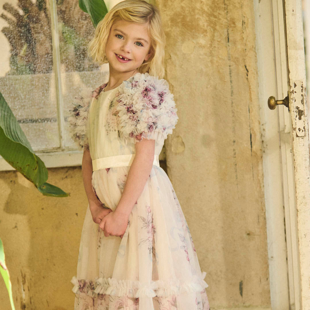 Florence Blush Pink Ruffle Sleeve Mesh Dress